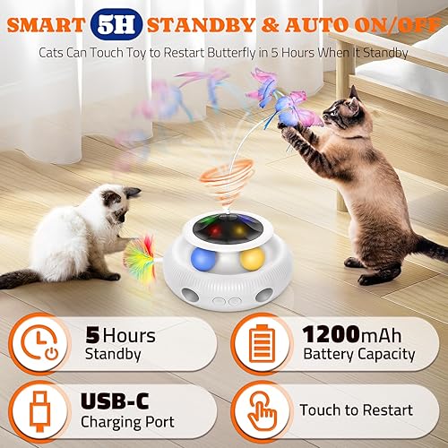 Miniatura 6 de Juguetes interactivos para gatos 3 en 1, juguete automático para gatos de interior, juguete eléctrico para gatitos con recargable por USB, juguetes