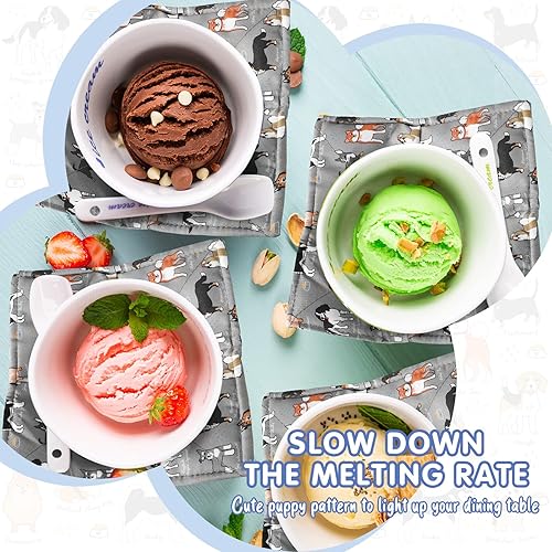 Miniatura 4 de Cuenco de algodón para microondas almohadillas calientes resistentes al calor agarraderas multiusos acolchado acogedor para sopa cuencos calientes