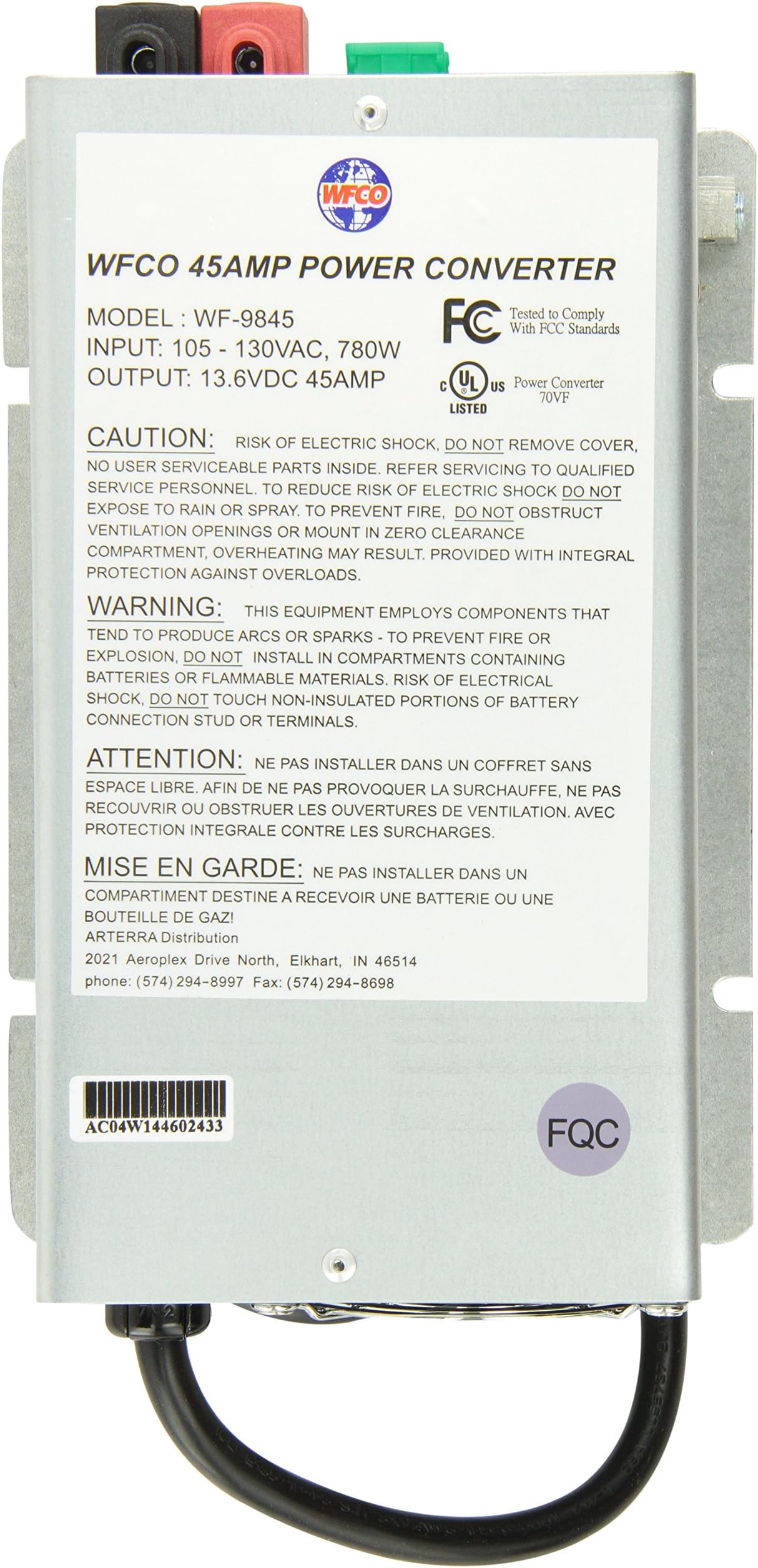 WFCO Arterra WF-9845 45 Amp DC Deck Mount Converter