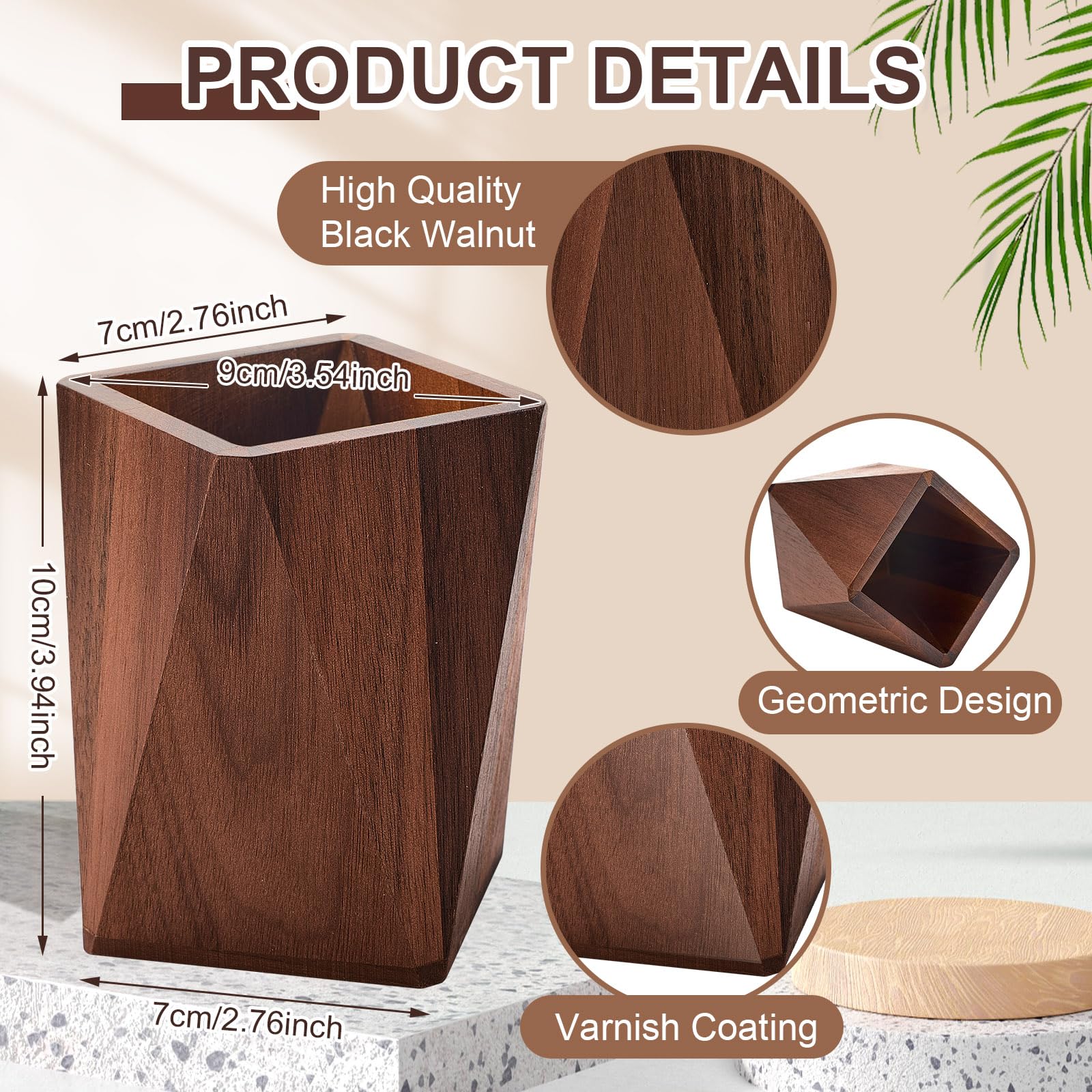 Henoyso 2 Stück Stifthalter, geometrischer Bleistiftbecher, Stifthalter für Schreibtisch, Holz, geometrischer Bleistiftständer, Make-up-Organizer für Stifthalter, Schreibtisch, Zuhause, Büro,