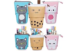Kawaii Cat Boba Pencil Case