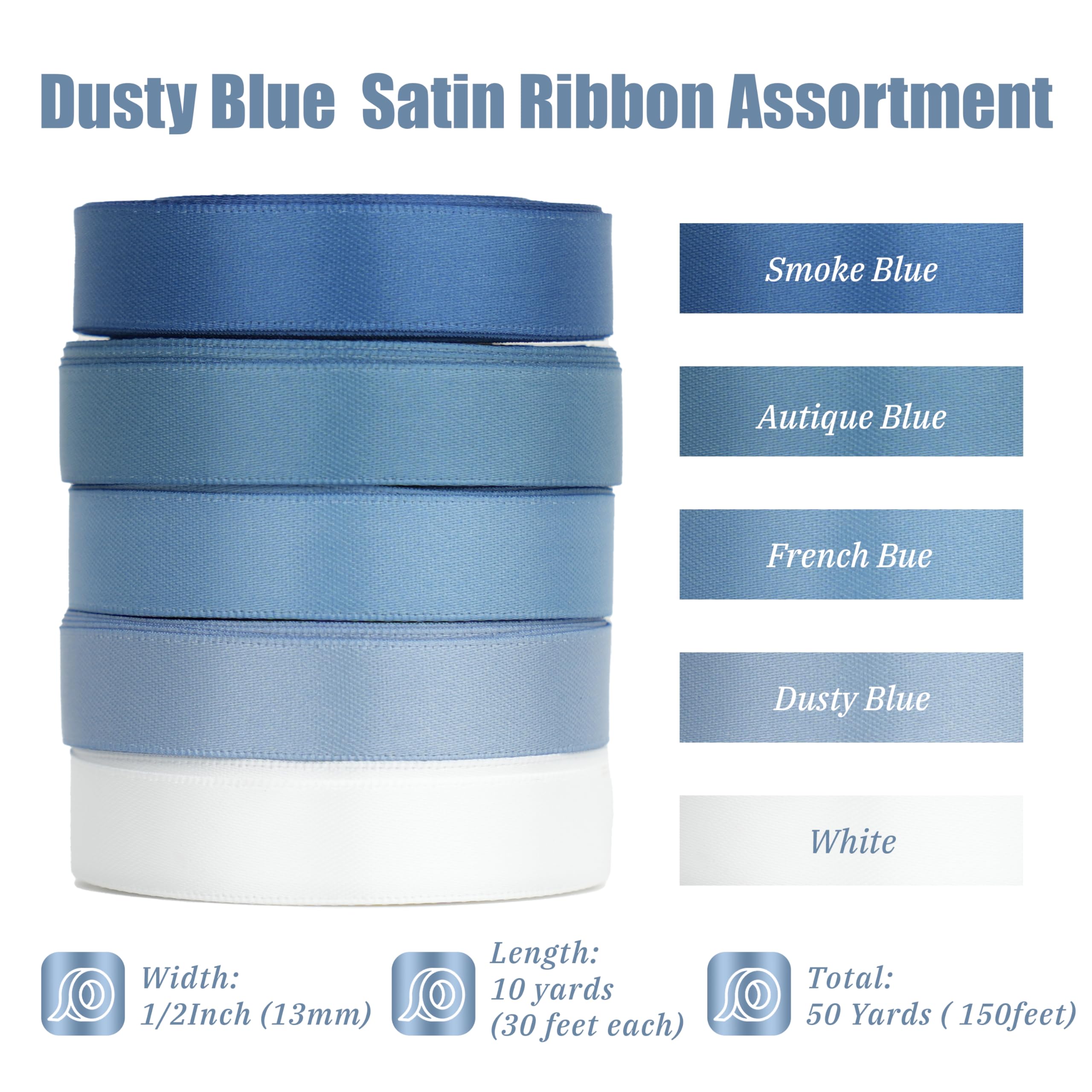 Royal Blue Satin Ribbon 3 Inches Wide X 15 Yards Long - Double Faced Polyester Ribbon For Gift Wrapping, Crafts, Weddings - View #4
