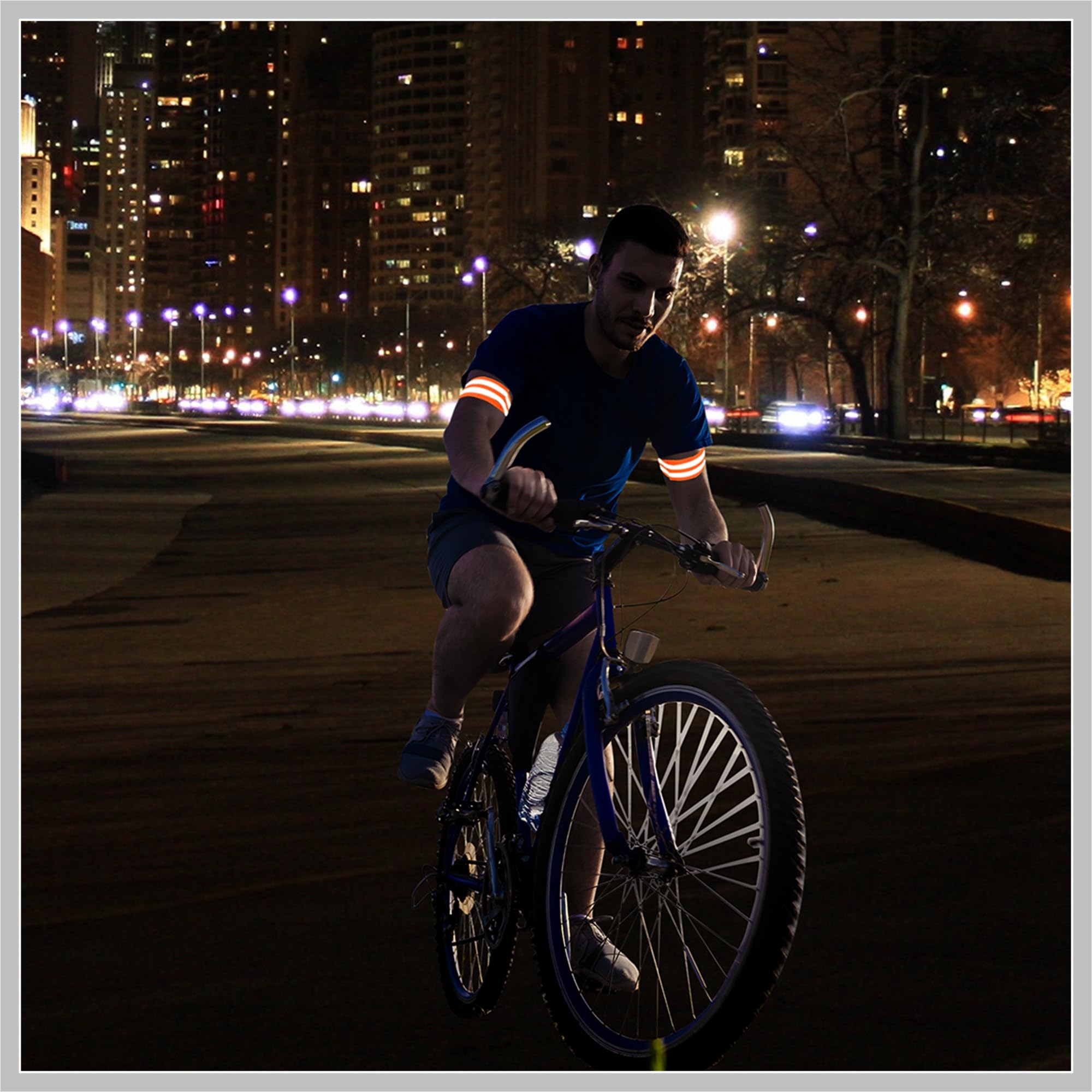 Lot de 8 bandes réfléchissantes pour bras - Haute visibilité - Pour cyclisme de nuit - Orange