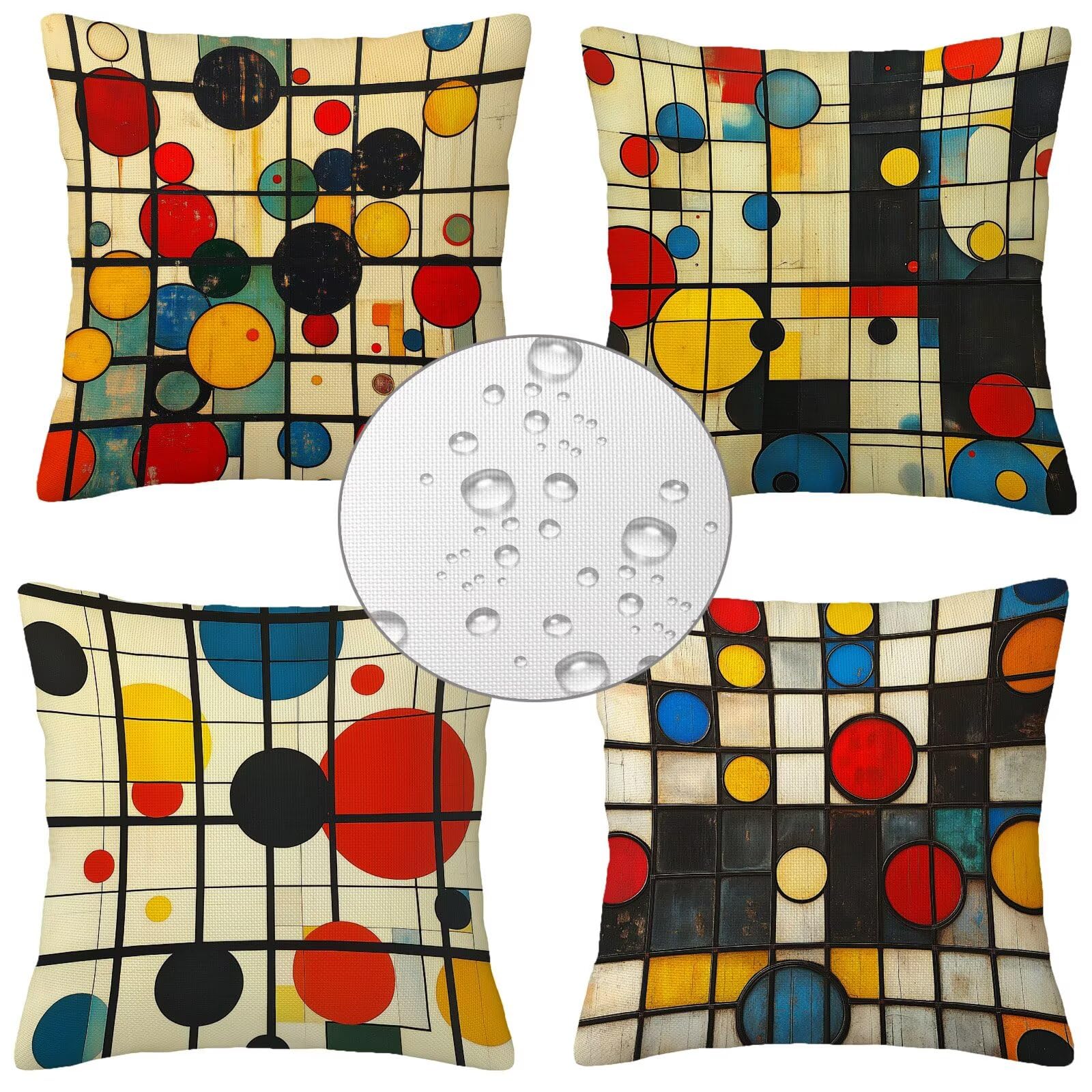 Wodoodporne poszewki na poduszki zewnętrzne 60x60 cm Zestaw 4 kolorów lnianych drukowanych kwadratowych poszewek na poduszkę dekoracyjna na sofę salon ogród taras krzesło ławka dekoracja domu