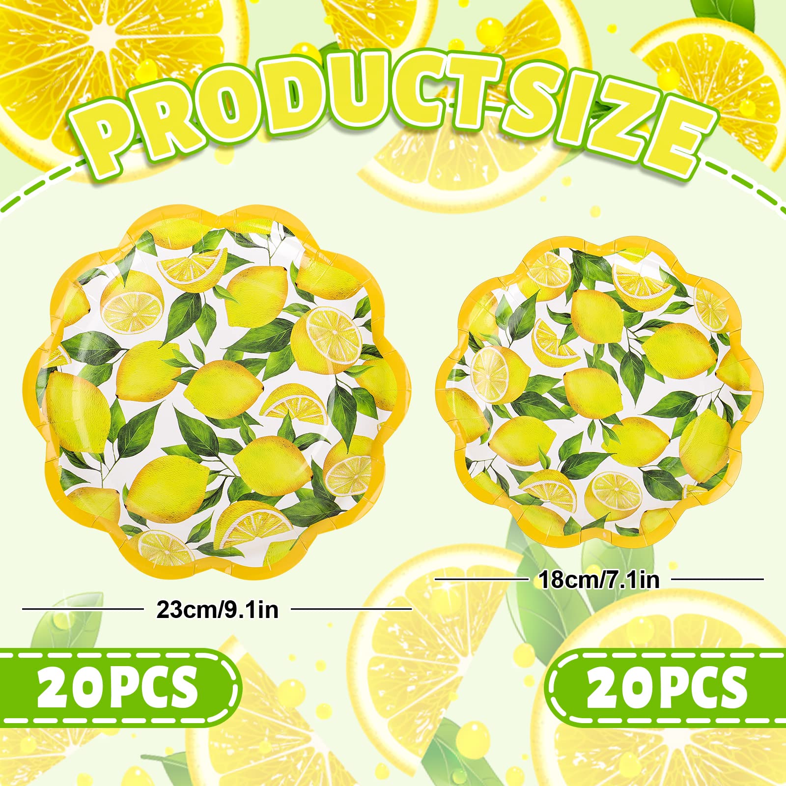 40 Assiettes Citron En Carton 17,8cm - Déco Table Anniversaire, Mariage, Fête Été - Theme Citronné