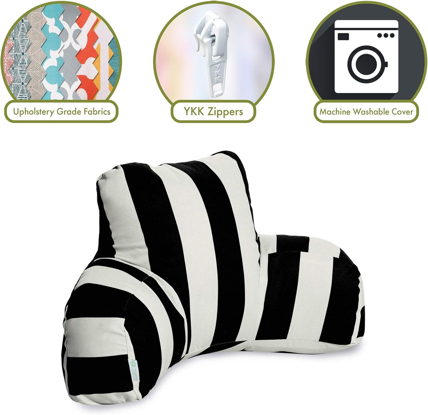 Majestic Home Goods Vertical Stripe Reading Pillow, Black