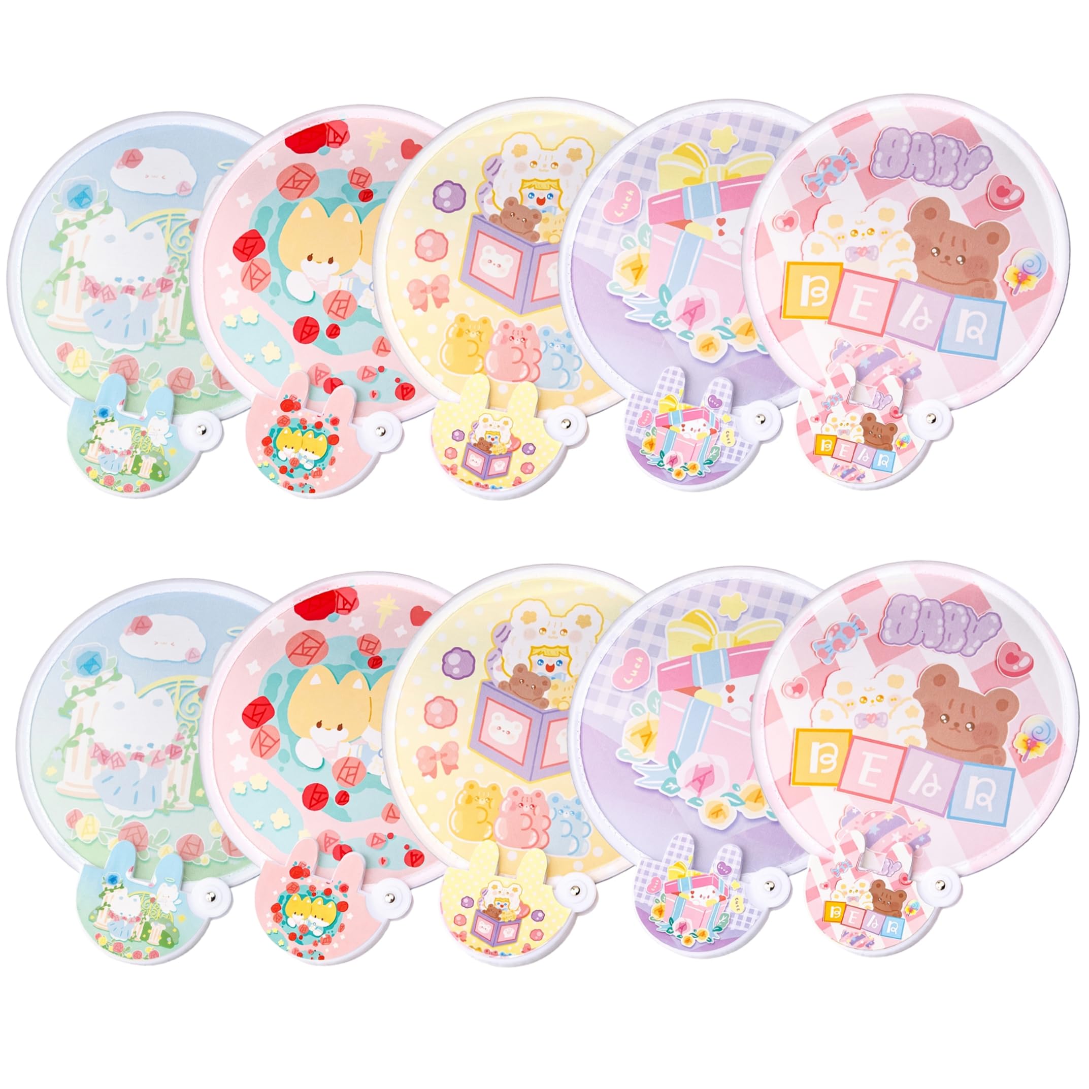 Bemonew Small Hand Fan Foldable Foldable Hand Fan, 10PCS Small With Cute Cartoon Prints, Portable Collapsible Fans For Daily Use, Random Color