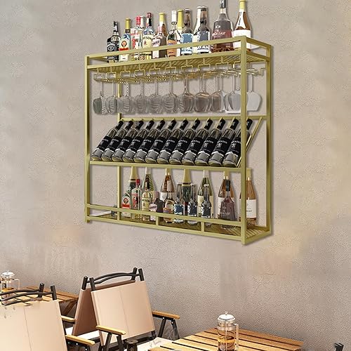 Miniatura 3 de Estante de techo para copas de vino, gabinete de metal colgante para botellas de vino, estante industrial de altura ajustable, estante de