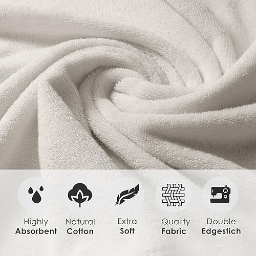Miniatura 2 de Juego de 4 toallas de baño de lujo, 100% algodón hilado en anillo para baño, 27 x 54 pulgadas, extra grandes, paquete de 4, toallas de ducha de