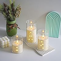 Vista 5 de Da by Velas sin llama parpadeantes con control remoto, velas LED acrílicas con cadena de estrellas incorporada, velas que funcionan