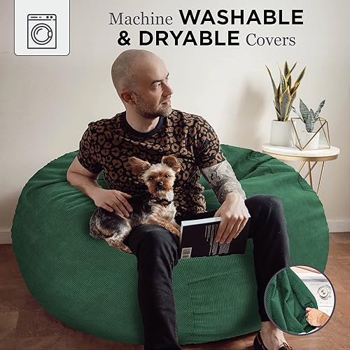 Miniatura 55 de CordaRoy's Puf de pana, puf convertible, lavable a máquina, funda de tela de pana para sótano, sala de estar, sala de juegos, dormitorio y más,