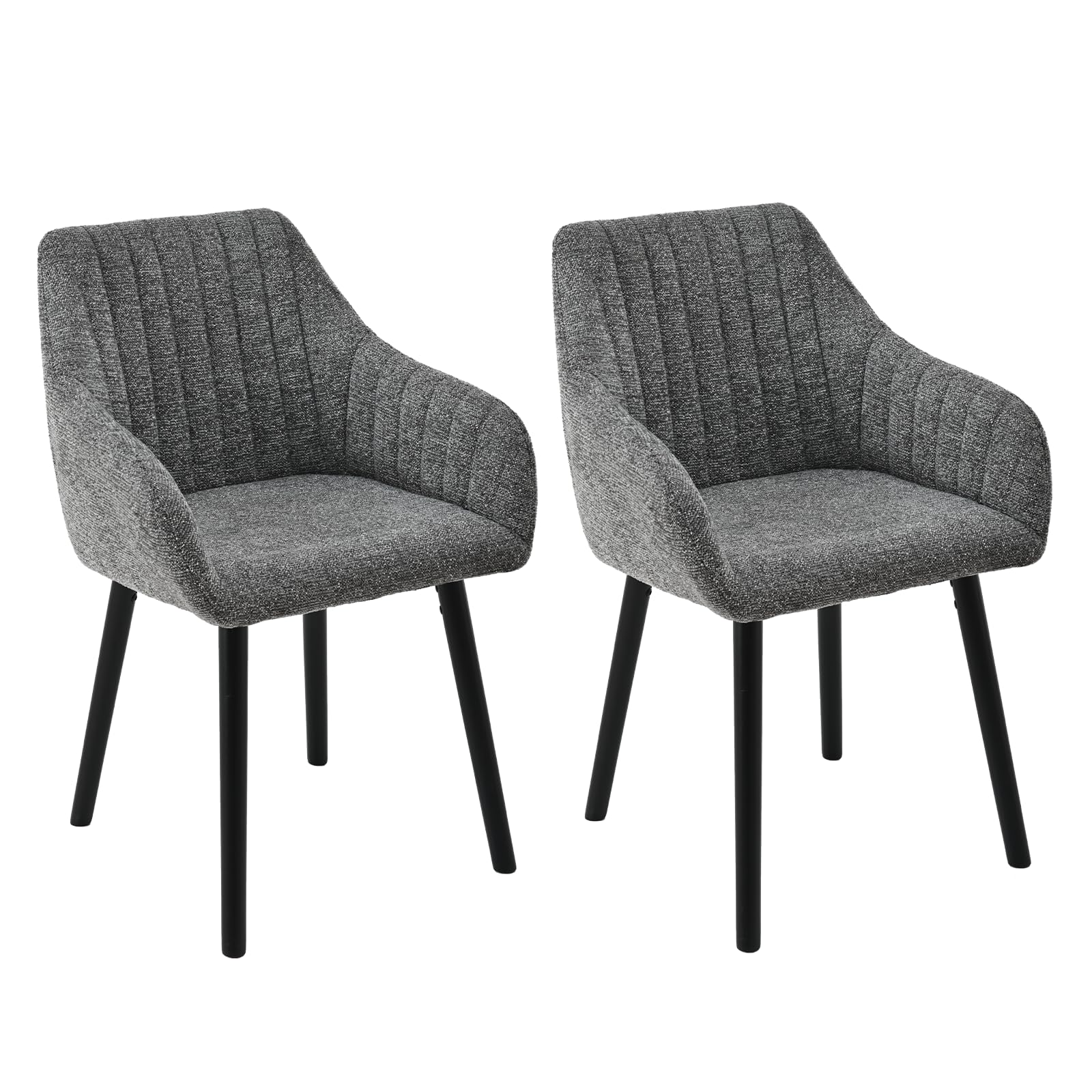Goeurvant Dining Chairs Set of 2, Modern Kitchen Chairs with Backrest & Wooden Legs, Upholstered Armchairs for Living Room, Dining Room, Study, Chenille Fabric, Grey
