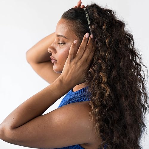 Vista 38 de France Luxe Diadema azul marino para mujer, diadema de plástico fino ultracómoda de 1/4 pulgadas, Nacro Ocean, flexible, antideslizante, dientes