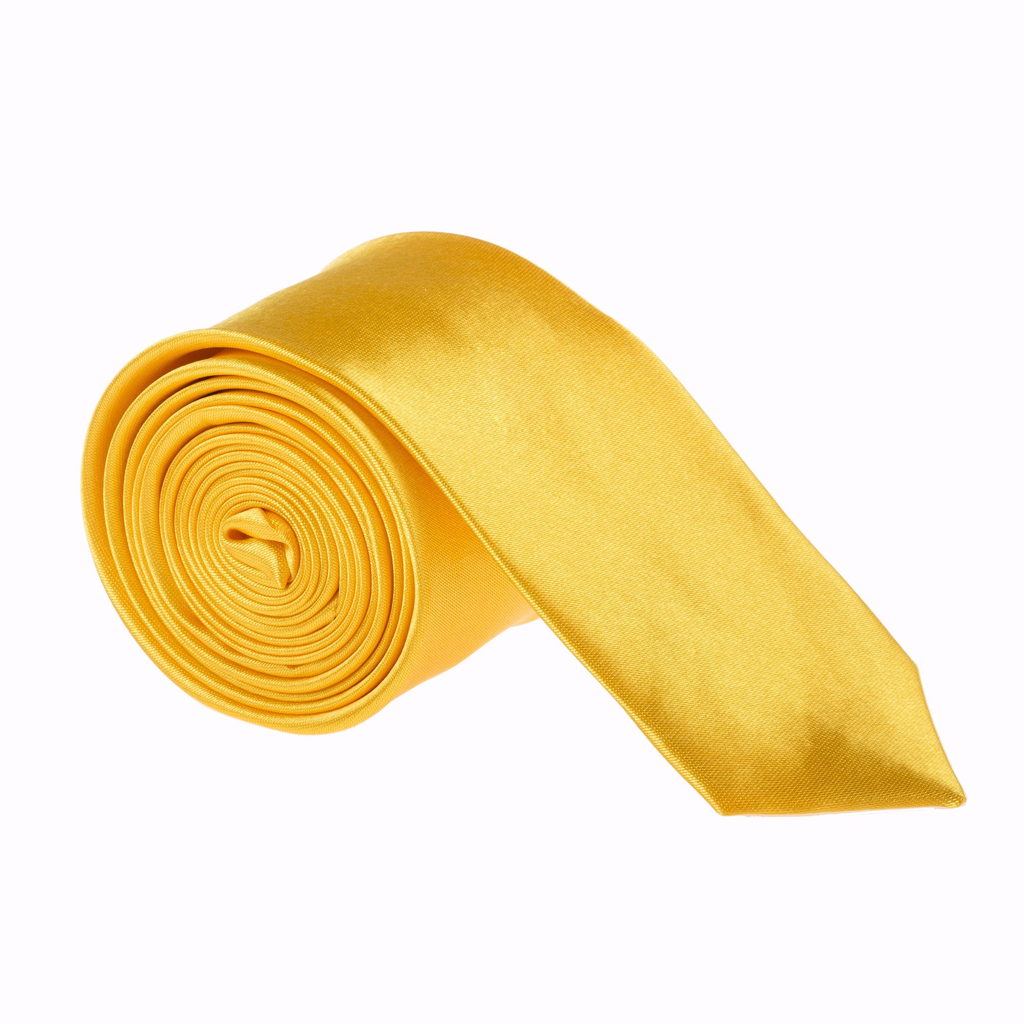 Robelli Men's Yellow Slim Satin Plain /Boys Tie (Yellow)