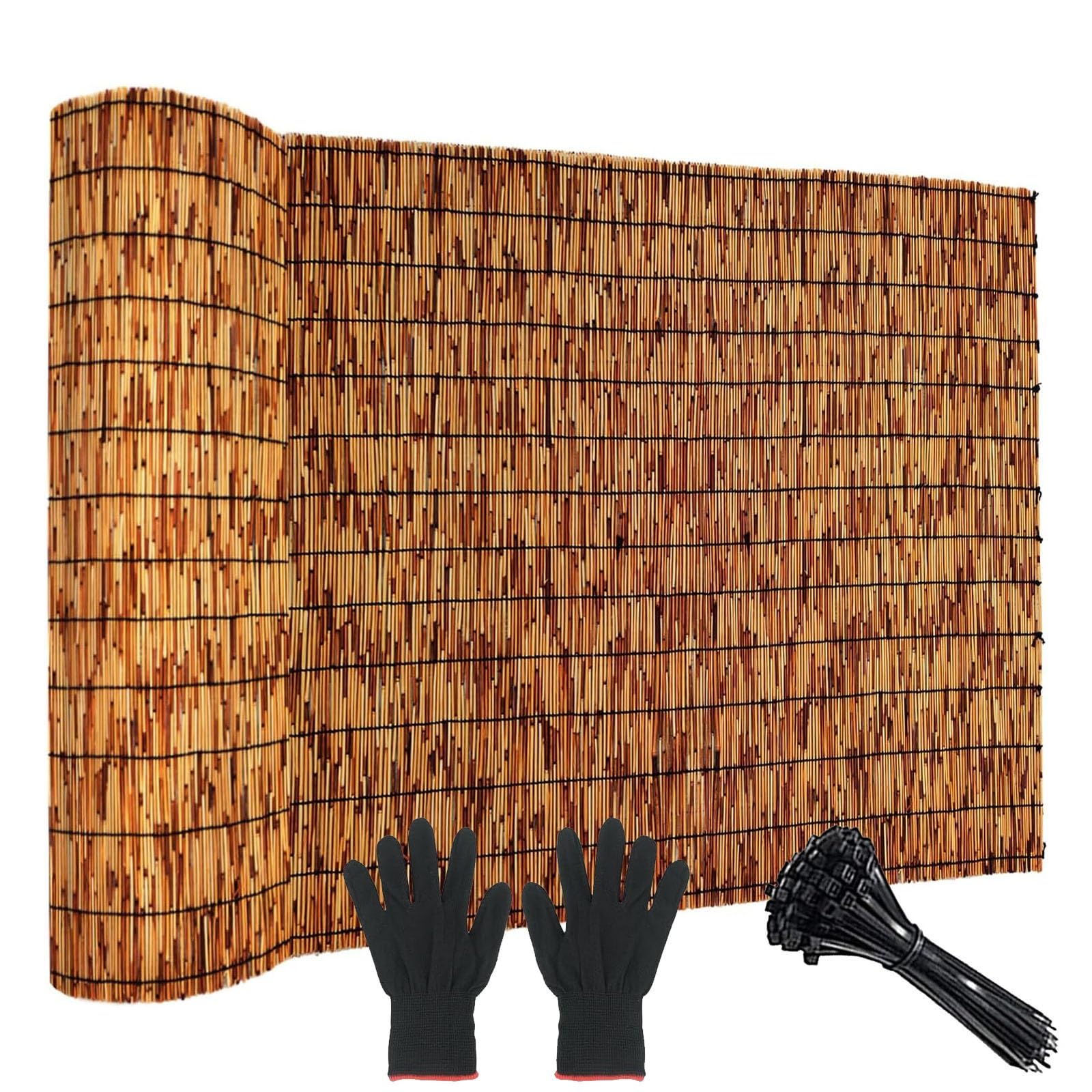 Canisse Roseau Naturel Brise-Vue Balcon, Jardin et Terrasse, Clôture Bambou Panneau Occultant Extérieur, Protection Intimité Résistant aux Intempéries, 1mx5m 1.2mx5m 1.6mx5m(Brun,H80xL600cm)