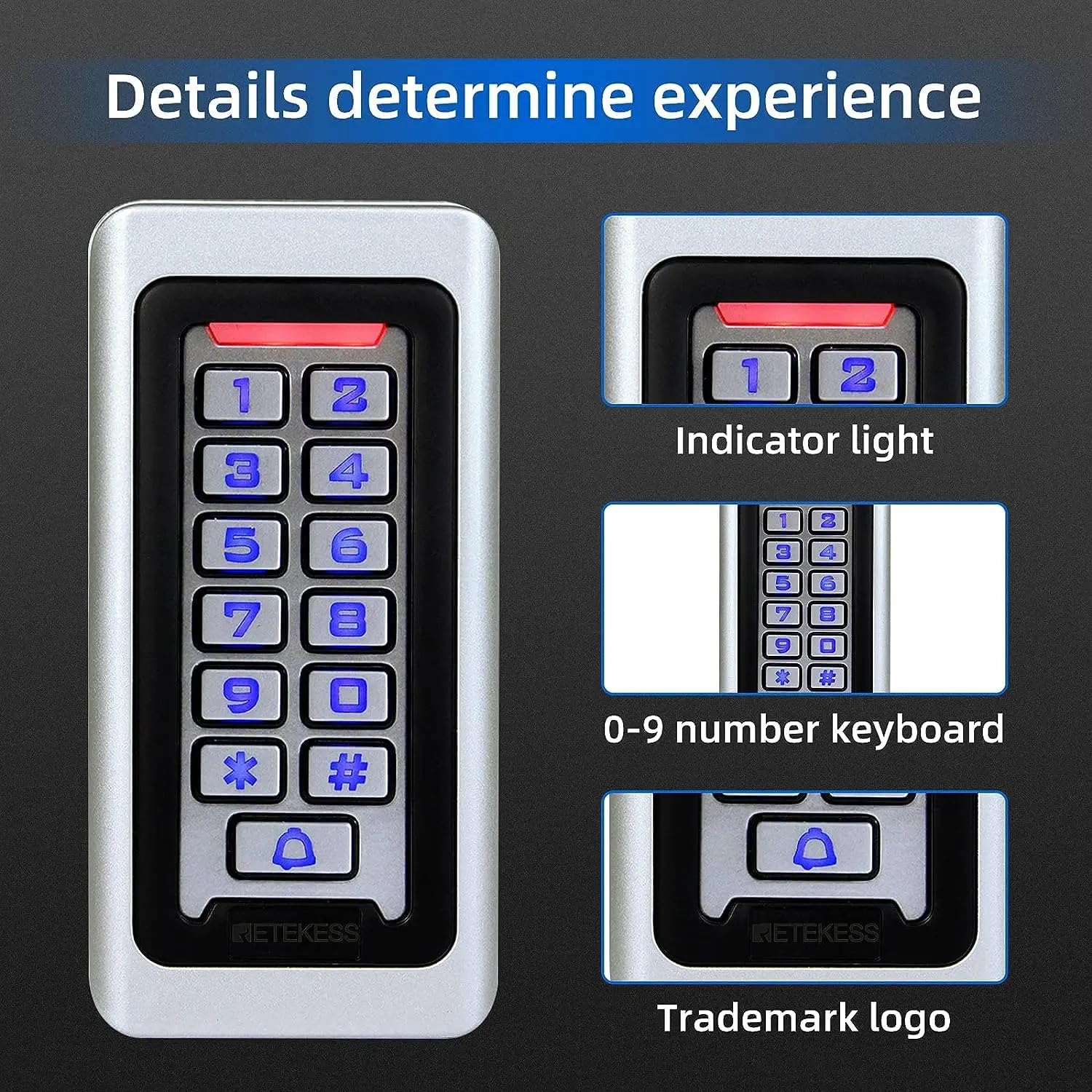 Kit de sistema de control de acceso de puertas De control de acceso de puerta T-AC03 RFID IP68, teclado resistente al agua Wiegand de 26 bits con 2000 usuarios for almacén, oficina en casa(5pcs Access