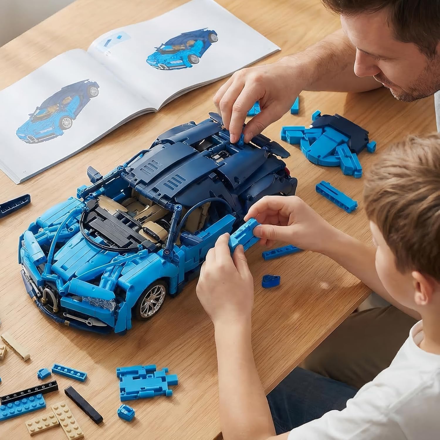 auto RC, auto telecomandata, 1:14 con LED Modello Kit | Auto RC: luci LED, sterzo funzionale, parti motorizzate e cofano mobile; costruzione in famiglia, guida indoor, esposizione