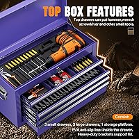 Vista 4 de Oakcloud Lockable 8-Drawer Rolling Tool Chest & Cabinet Combo with Black Liner – Heavy-Duty Steel Garage Tool Box on Wheels – Detachable Top Toolbox