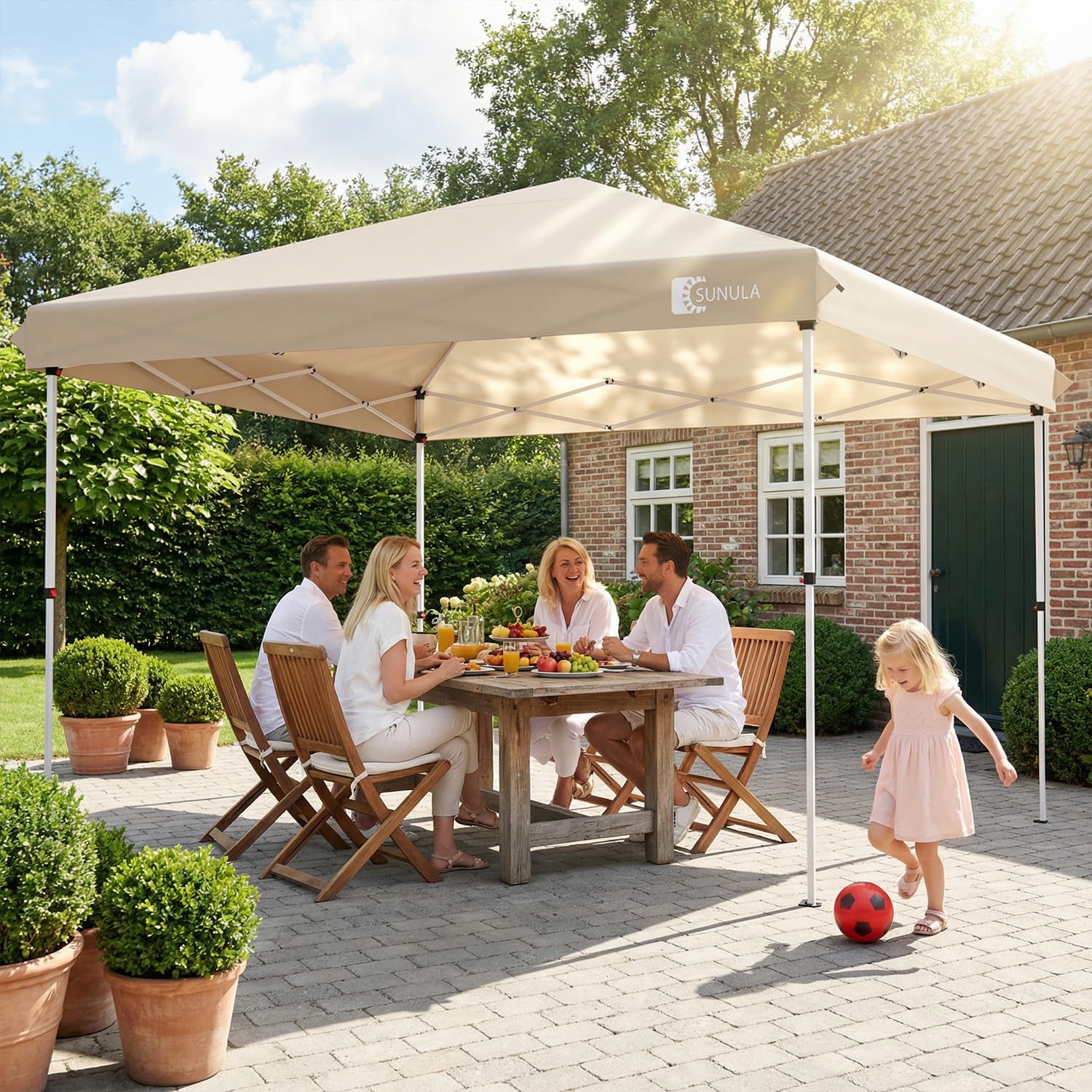Sunula Pavillon 3x3 Wasserdicht Stabil Winterfest, Faltpavillon 3x3m mit Verdickten Röhren, Partyzelt Pavillion Klappbar für Camping Festival Party, Khaki