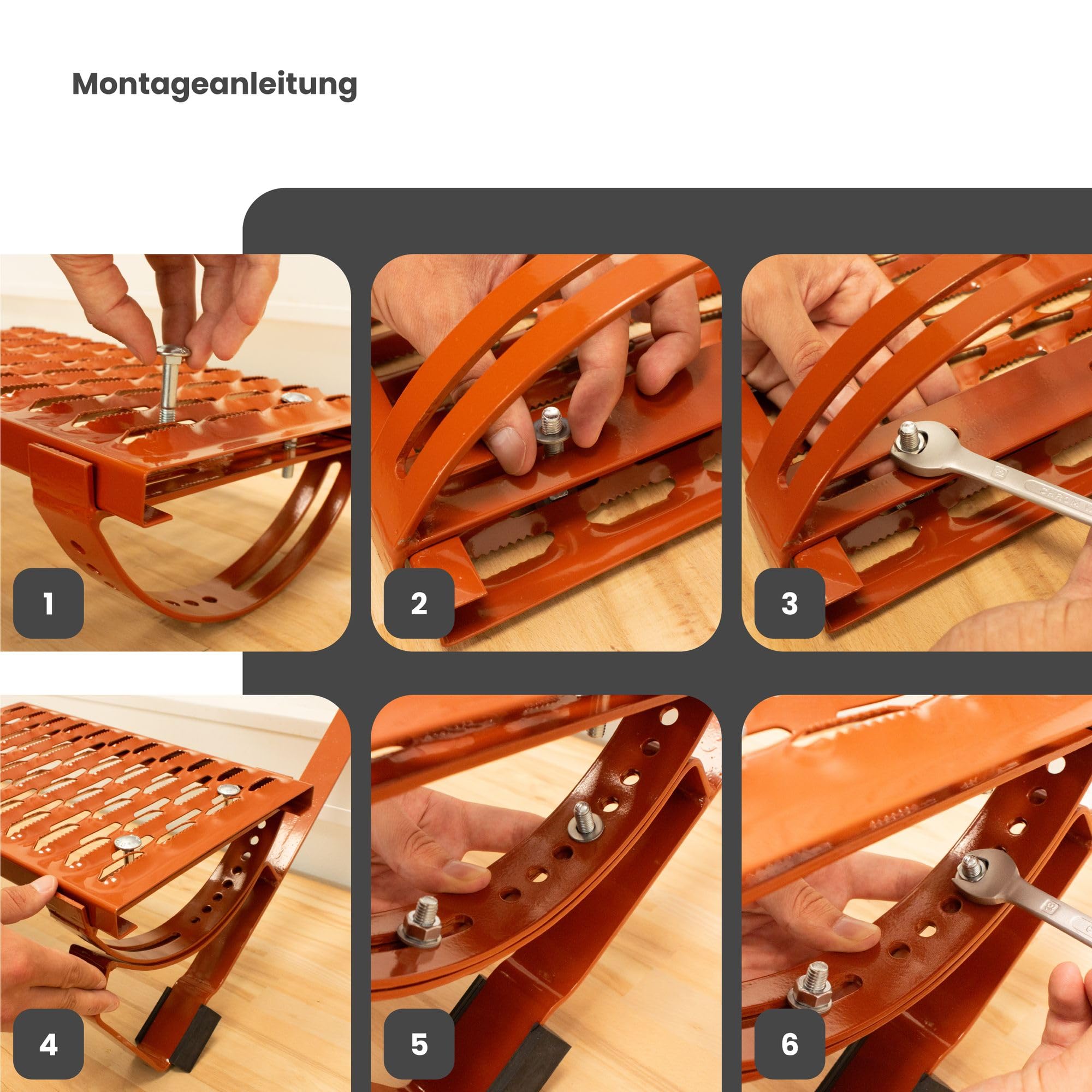 Laufrost Set für flache Dachziegel 60cm, Dachtritte für Schornsteinfeger Ziegelrot, inkl. Montagematerial für sichere Dachbegehung