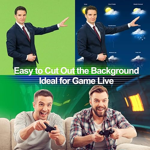 Miniatura 7 de EMART Panel Chromakey plegable de 80 x 92 pulgadas, pantalla verde para telón de fondo fotográfico, estudio de video, juego en vivo, tira portátil,