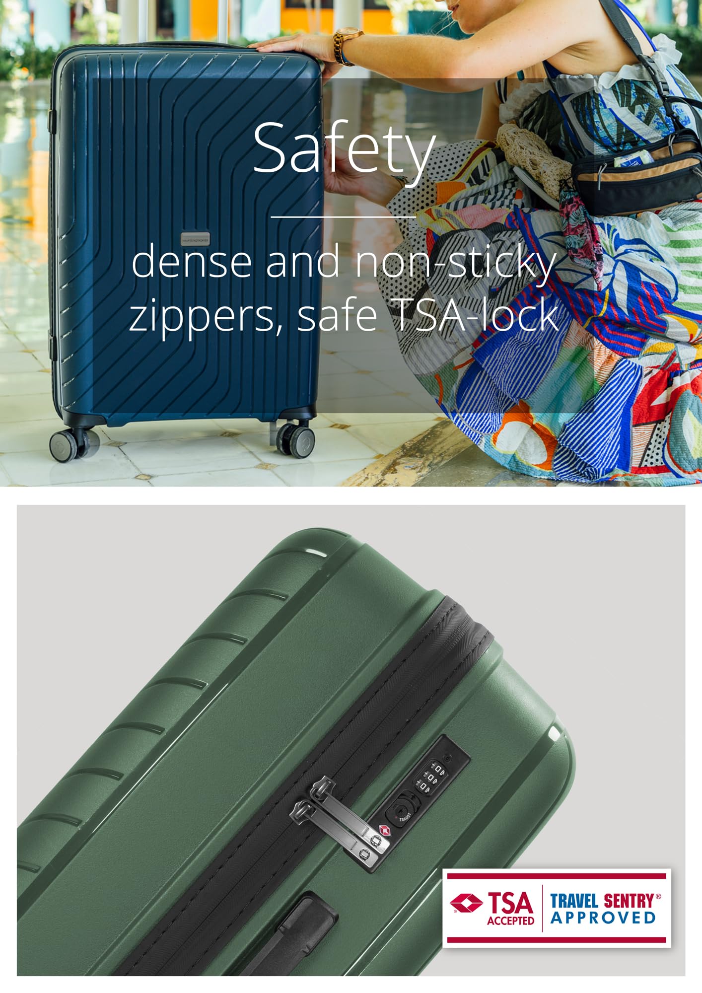 Hauptstadtkoffer TXL Zestaw Walizek 3 Sztuki S M L, Twarde Walizki z Zamkiem TSA, Zestaw Trolley 4 Kółka, Walizka Kabinowa 55 cm z Kieszenią na Laptop, Ciemnozielony