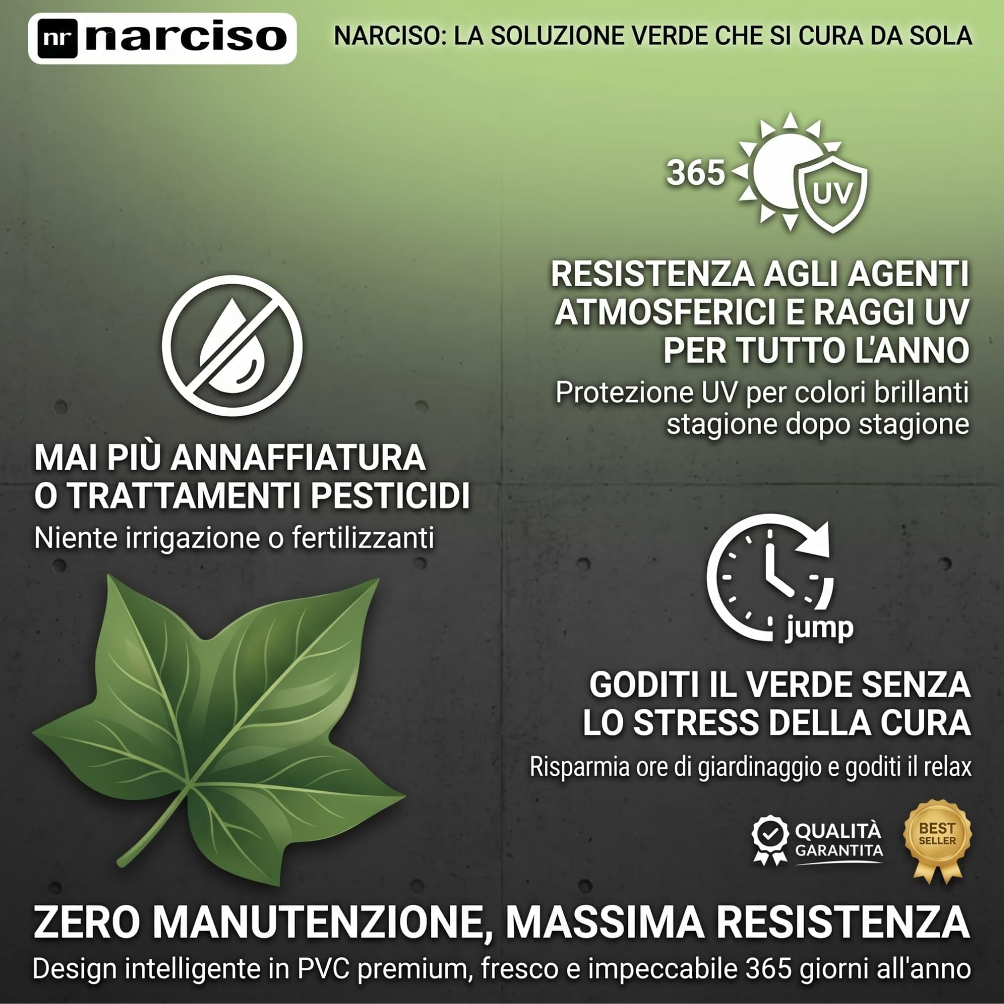 NARCISO Siepe Artificiale da Esterno Set 3pz 1x3 Metri, Siepe Finta per Recinzione Giardino Esterno, Edera in PVC Perfetta per Garantire Privacy Copri Ringhiera Balcone e Frangivista Giardino