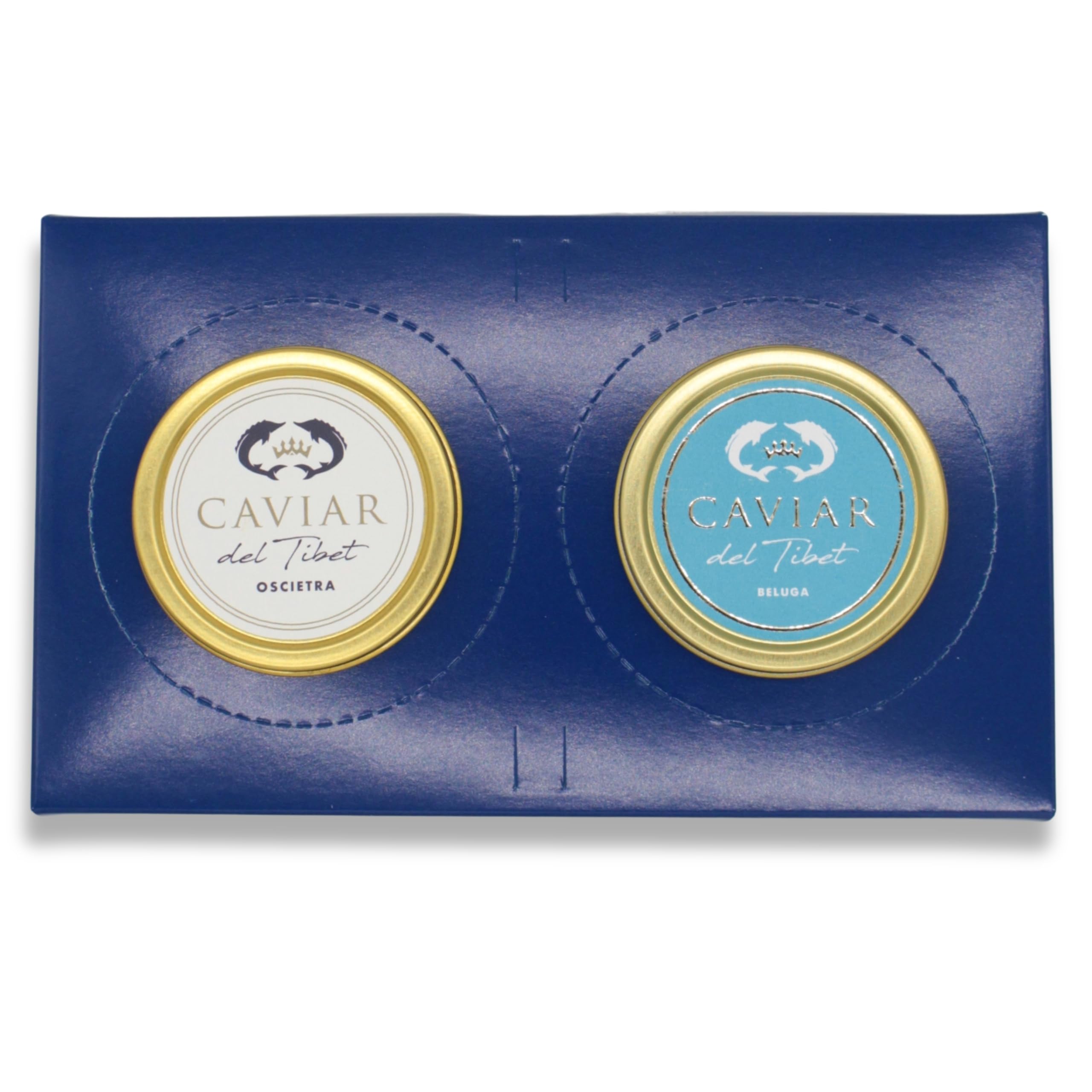 Dúo Caviar del Tíbet Selección – Estuche Gourmet - Caviar Oscietra 50 GR y Caviar Beluga 50GR – Huevas de Esturión - Pack Regalo Gourmet
