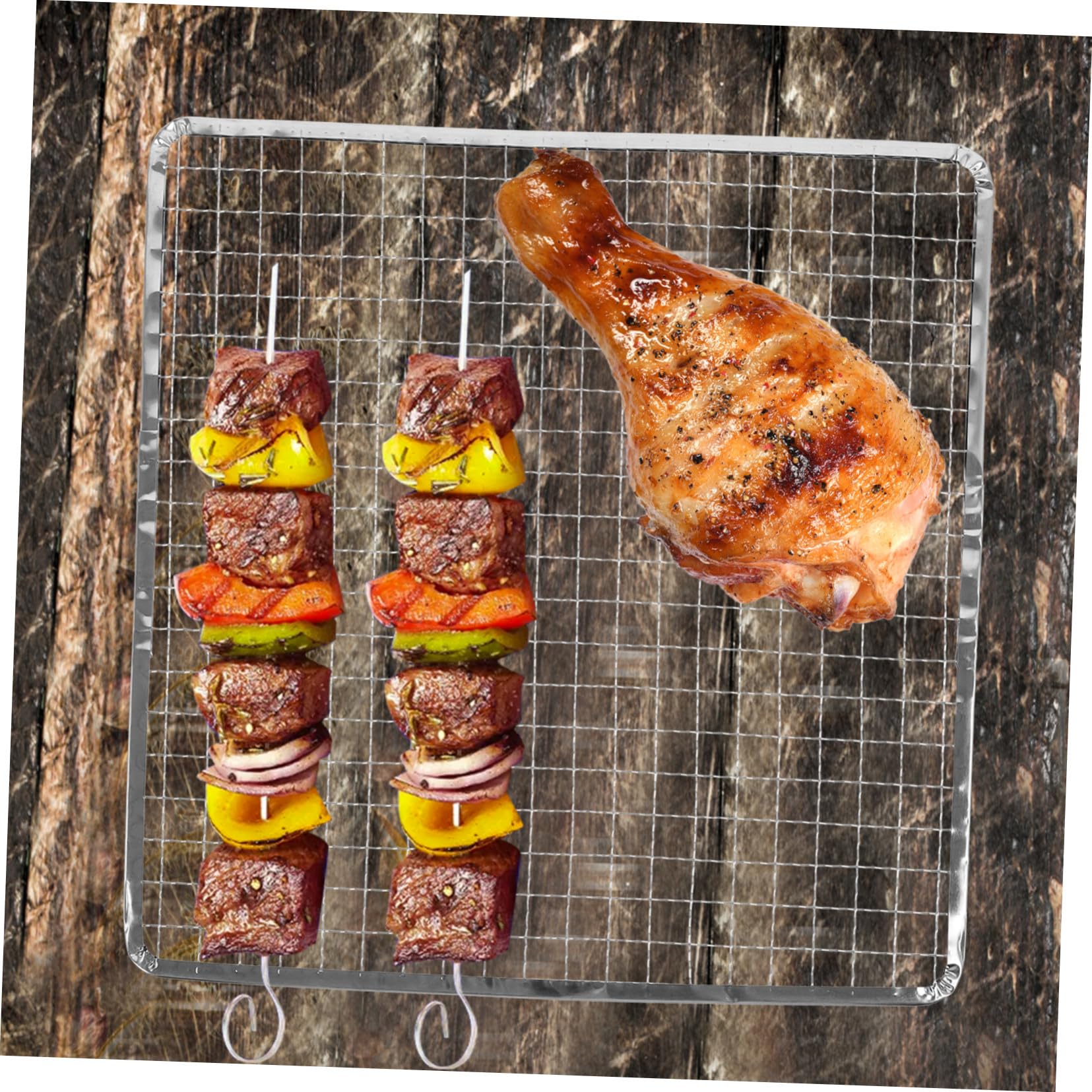 5 griglie rettangolari portatili in rete – Griglia in metallo per barbecue all'aperto, braciere con flusso d'aria migliorato per carne, verdure e pesce perfettamente grigliati