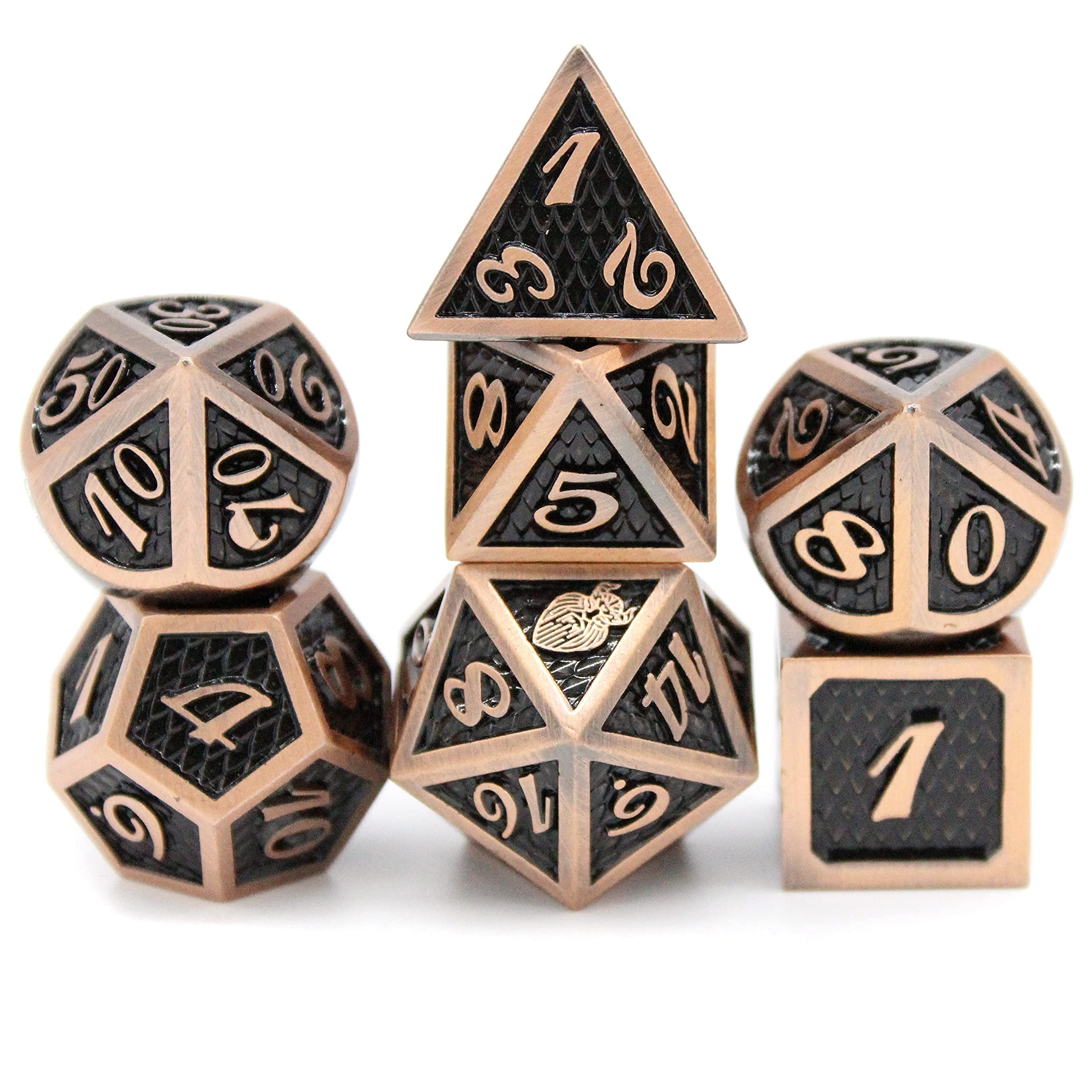 HEIMDALLR Metal D&D Dice Set - 7 Pcs, Jormungandr Series Prismatic Dragon, 16mm With Dragonhide Design - View #9