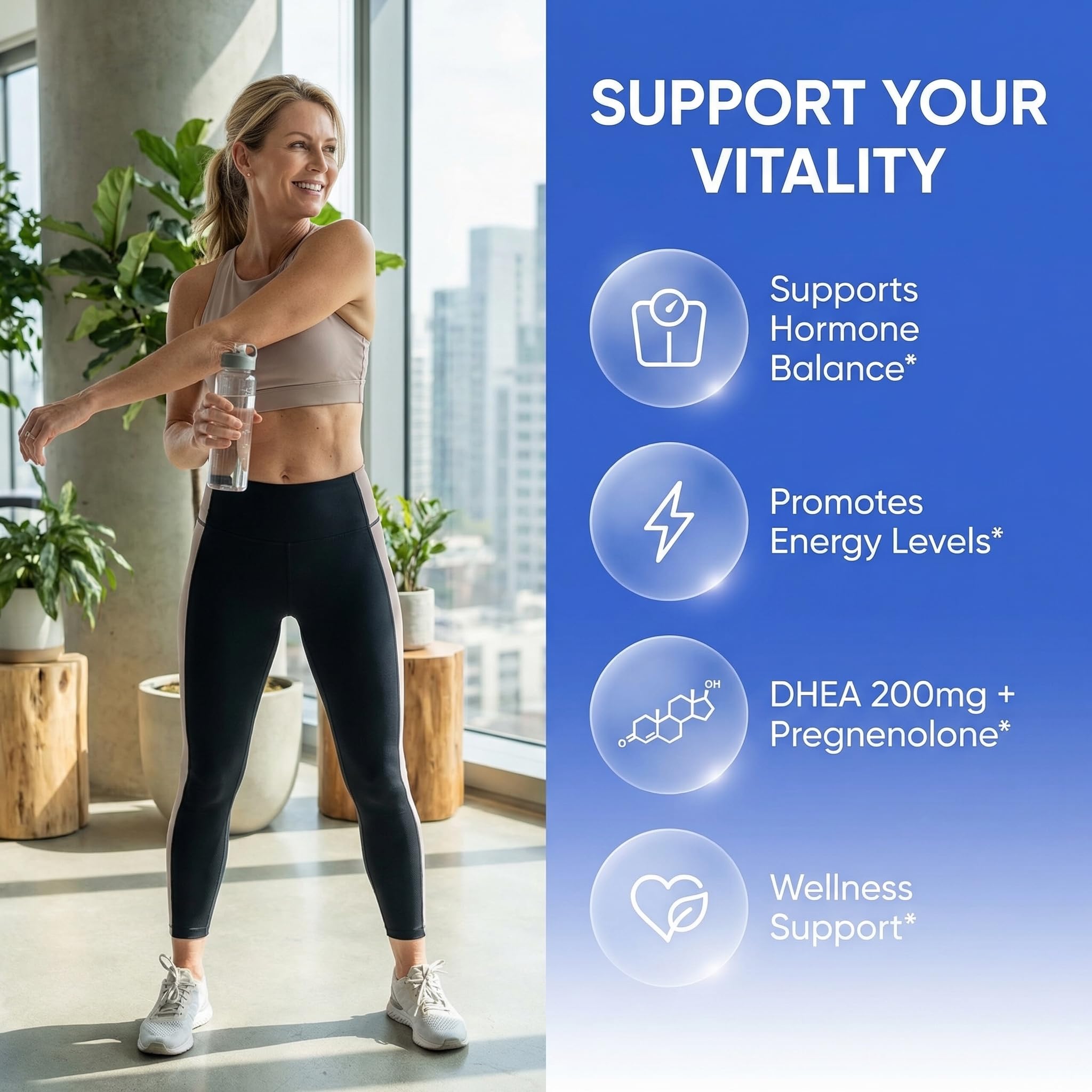 DHEA 200mg Supplement Pregnenolone 100mg for Men & Women with DIM Ashwagandha Boron 6mg Complex Calcium Magnesium Zinc 50mg Vitamin D3 5000 IU Hormone Support Capsules Pills 60 Count — Amazon image 2