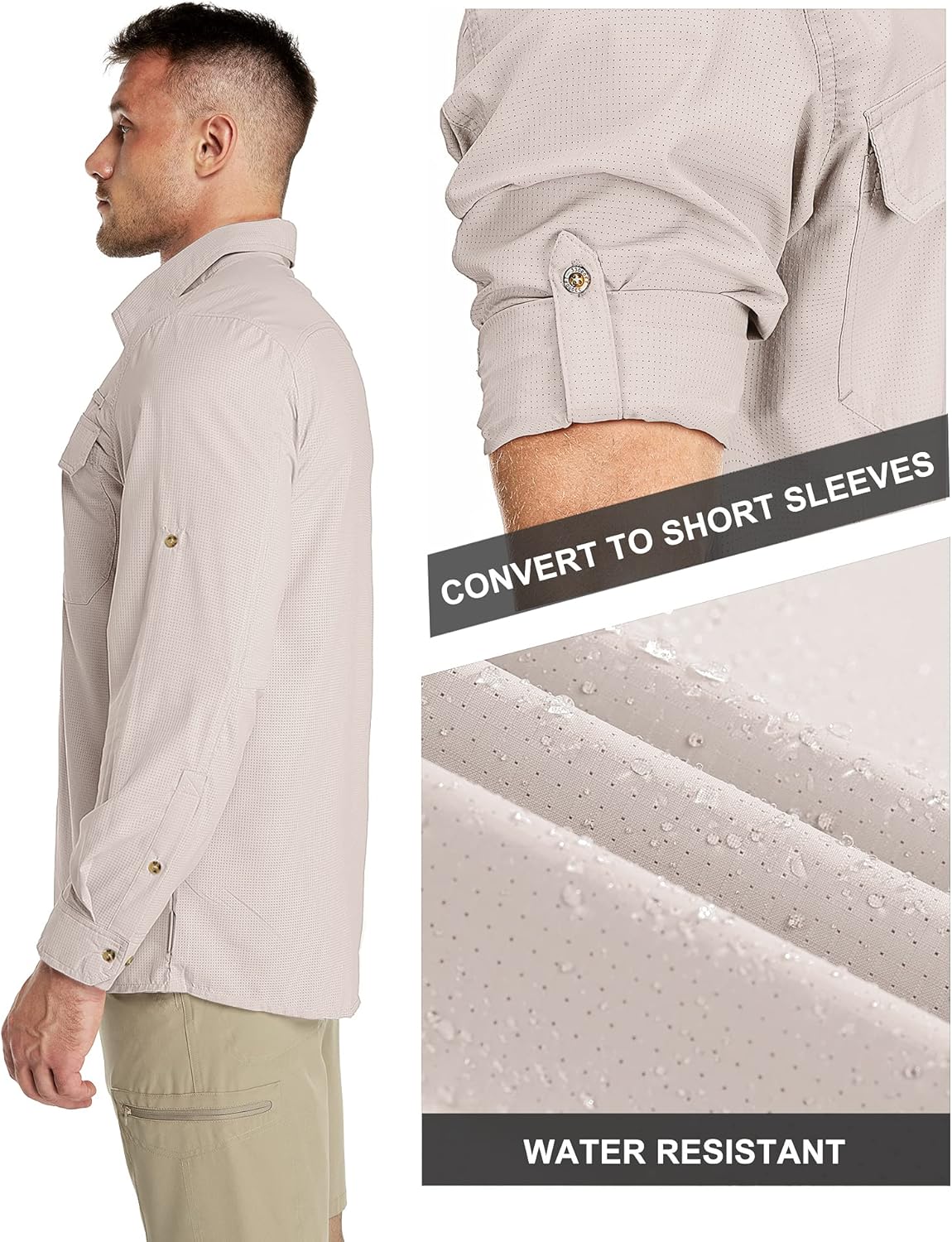 33,000ft Men's Long Sleeve Sun Protection Shirt UPF 50+ UV Quick Dry Cooling Fishing Shirts for Travel Safari Camping Hiking - Image 3