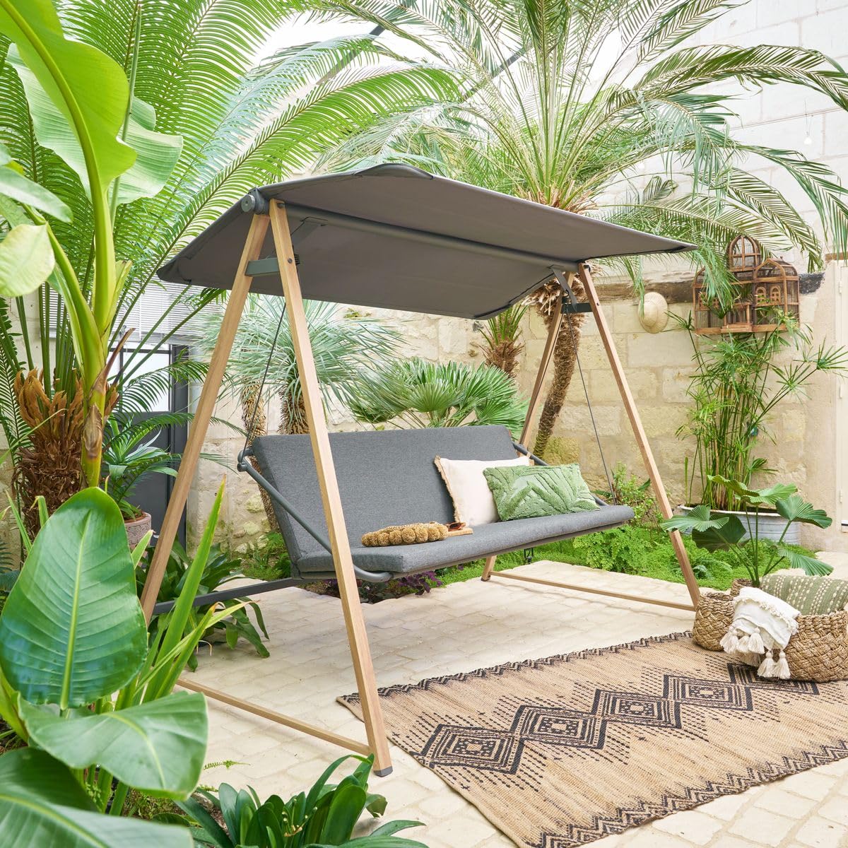 HESPERIDE Balancelle 2 Places Soly Gris Gris décor Jardin