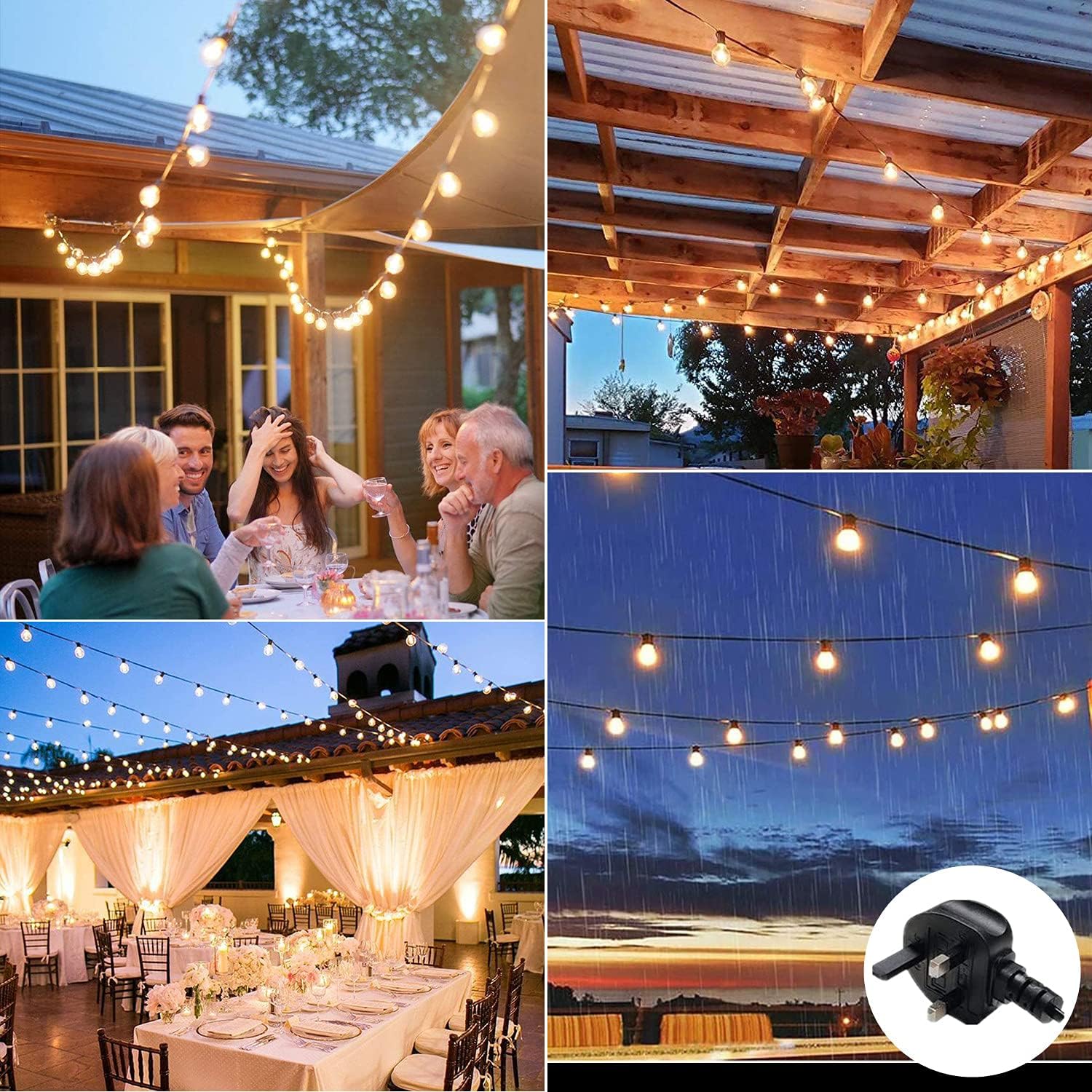 ZOTOYI 100Ft Outdoor String Lights LED Mains Powered, Waterproof IP65 G40 Globe String Lights with 50+2 Plastic Bulbs(2 Spare), Shatterproof Garden Lights for Balcony, Bistro, Wedding, WarmWhite 9 81vUHCVe98L. AC SL1500