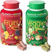 Balance of Nature Fruits and Veggies - Whole Food Supplement with Superfood for Women, Men, and Kids - 90 Fruit Capsules, 90 Veggie Capsules