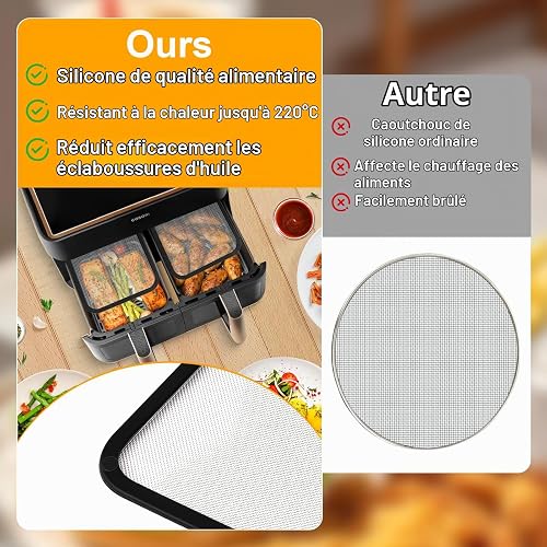 PAPAcroscoma Protection Anti Eclaboussure Inoxydable: 2 Pièces Mailles Fines Accessoires Air Fryer Compatible avec cosori Air Fryer 10L-8,5L Protection Air Fryer - 7