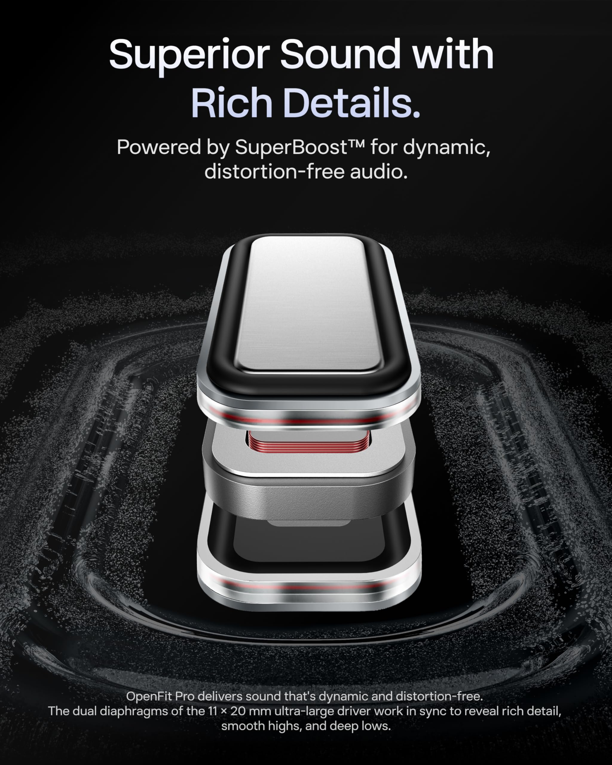 SHOKZ OpenFit Pro Open-Ear True Wireless Earbuds with Open-Ear Noise Reduction, Optimised for Dolby Atmos, Deep Bass, 50H Playtime, AI-Powered Clear Calls for Work, Sport, Bluetooth 6.1, IP55, Black - 4