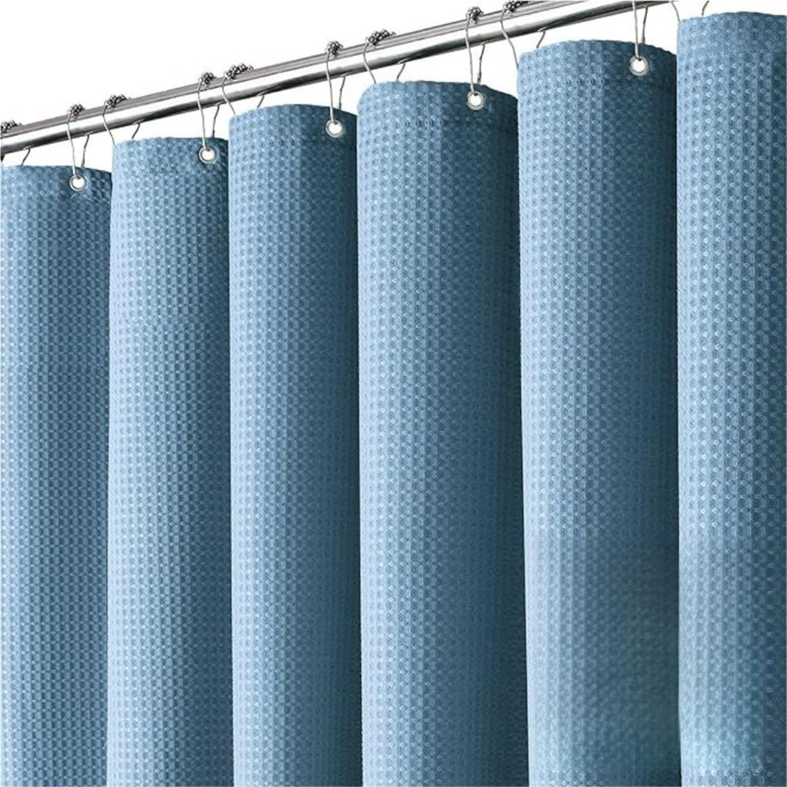 Duschvorhang 2 Stück wasserdichter, Schlichter Waffel-Duschvorhang, einfarbig, Polyester mit Haken, Badezimmer-Trennwand