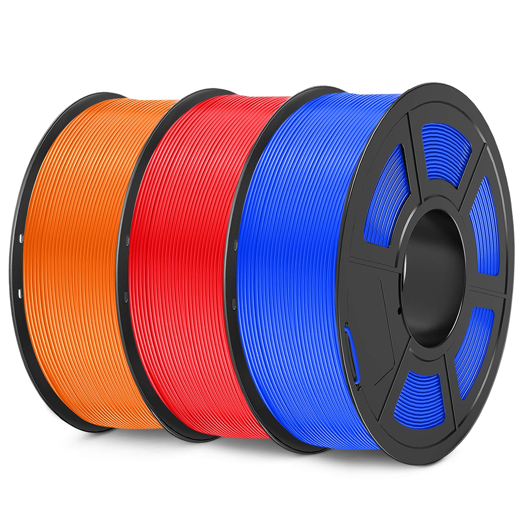 SUNLU Filamento PETG 1,75 mm, Neatly Wound Filamento PETG per Stampante 3D Precisione Dimensione +/- 0,02 mm, Forte Filamento PETG per Stampa, Bobina da 1 kg, Totale 3kg, Blu+Rosso+Arancione