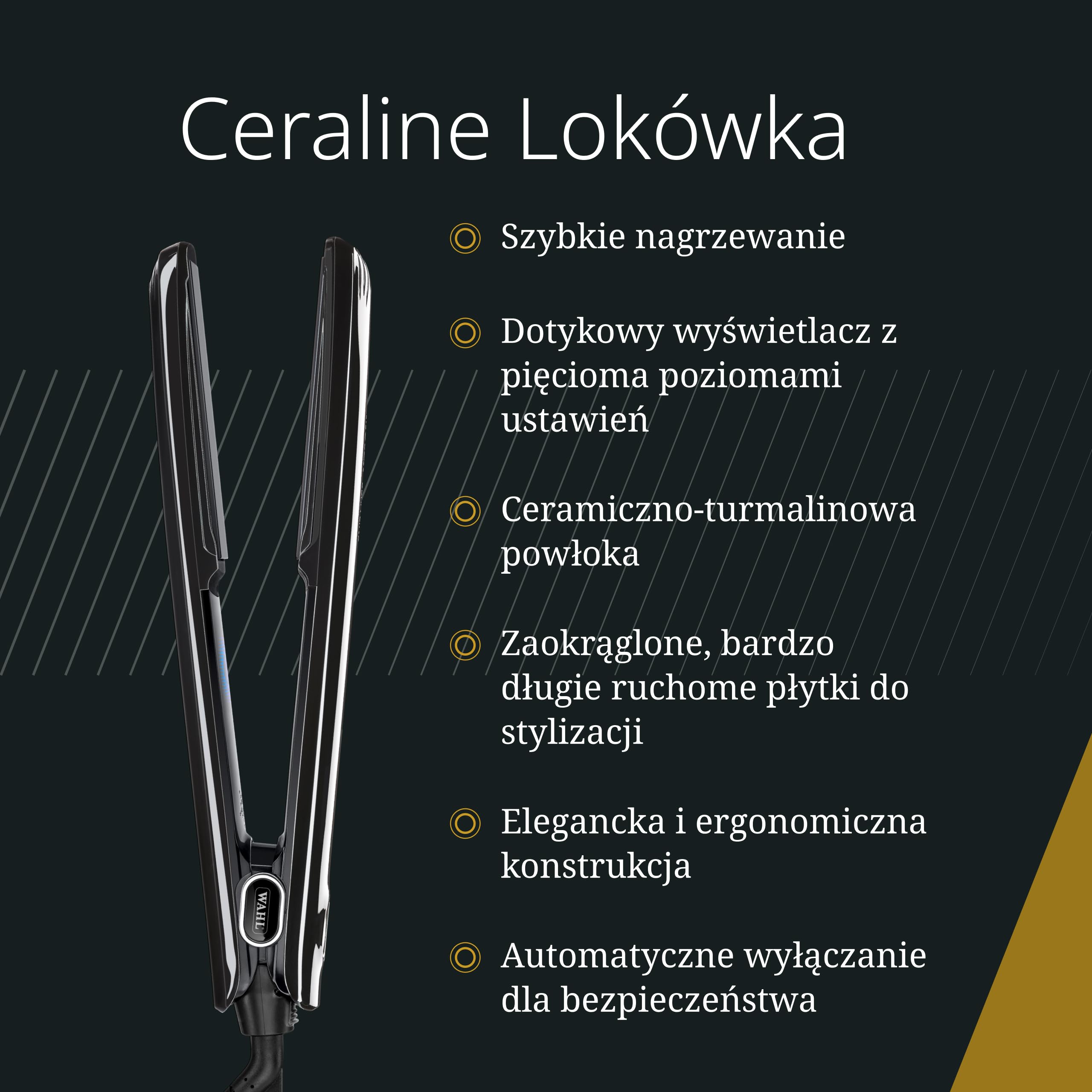 Moser Ceraline Ceramiczno-Turmalinowa Prostownica do Włosów | Prostownica Ceramiczno-Turmalinowa z Długimi Płytkami, Temperatura 150-230°C i Nagrzewanie w 25 Sekund