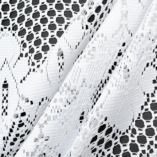 Miniatura 4 de Molaxhome Homey Cenefa de tratamiento de ventana con diseño de flores rosas bordadas y hojas de vid, ideal para cocina y dormitorio