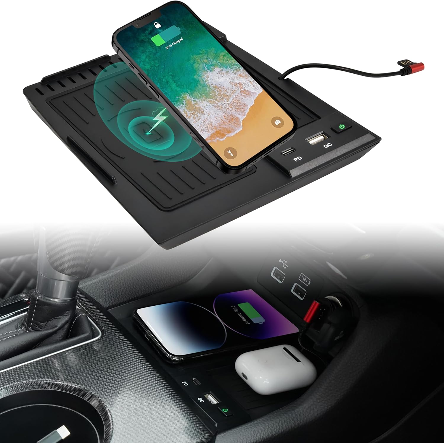 KEWISAUTO Car Wireless Charger for 2022-2025 Honda Civic, Center Console Charging Panel QC PD Fast Phone Charger Pad for Honda Civic 2022 2023 2024 2025 Accessories