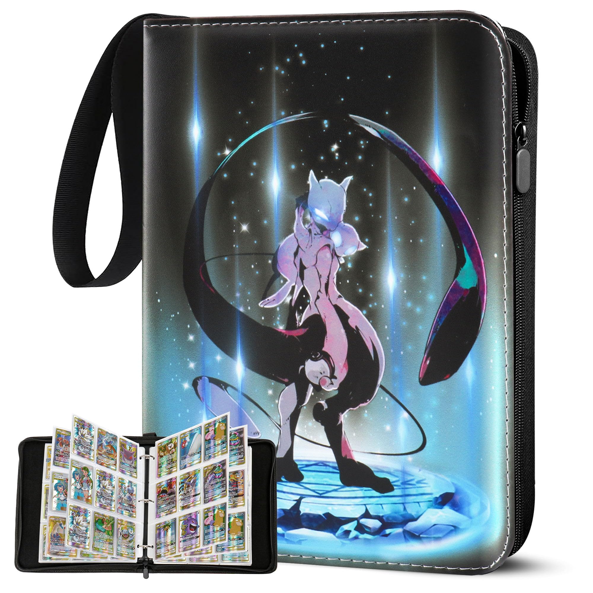 Toploader Binder Album Groß,50 Seiten 900 Karten KapazitäT Sammelalbum Karten,Als Geschenk Karten Heft FüR Jungen MäDchen Card Binder,Tragbar Wasserdicht Sammelkarten Album(26.3 * 4.5 * 33.5cm
