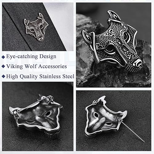 Vista 5 de FaithHeart Broches para mujer, diseño de calavera punk/araña/cuernos con delicado embalaje de regalo