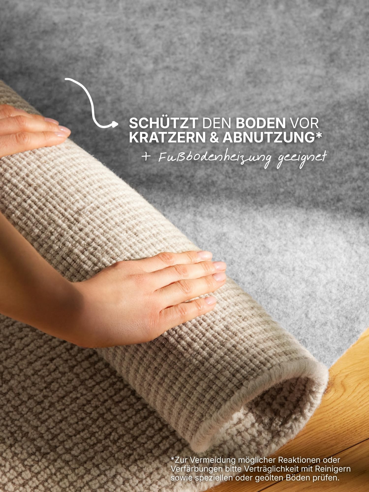 Solid - Teppich Unterlage Prove, rutschfestes Teppichpad, Anti-Rutsch-Matte dünn, zuschneidbare Rutschmatte, Teppich Stopper, Universeller Gleitschutz für Boden, Schubladen - Grau, 190x290cm