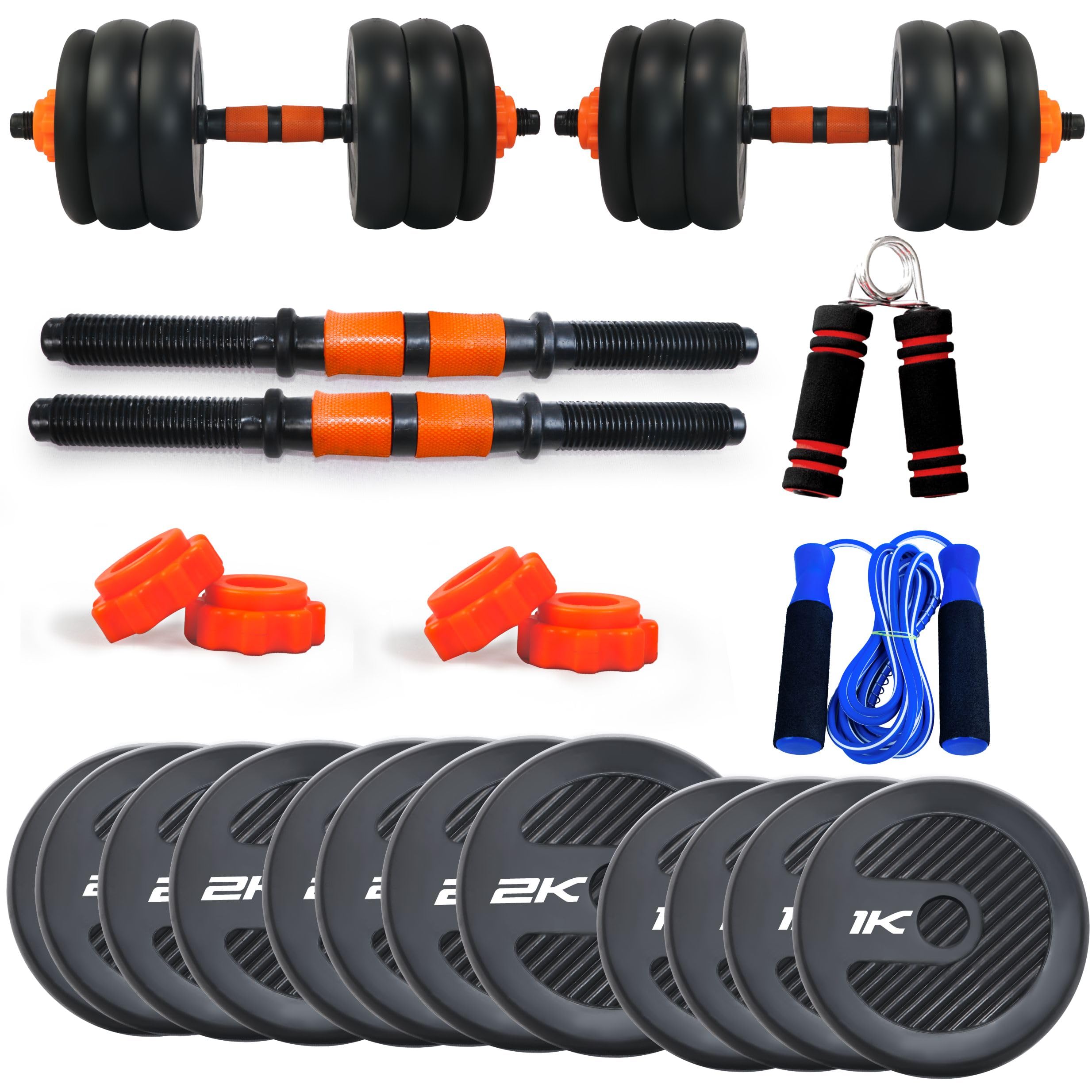 WATSON Premium Rubber Dumbbell Set For Men, Women Fitness, Dumbbell Set With 20Kg (1Kgx4, 2Kgx8) Rubber Weight Plates, Hard PVC 17" Dumbbell Rods, Skipping Rope, Hand Grip (B0CL3LS1GS) Amazon Price History, Amazon Price Tracker