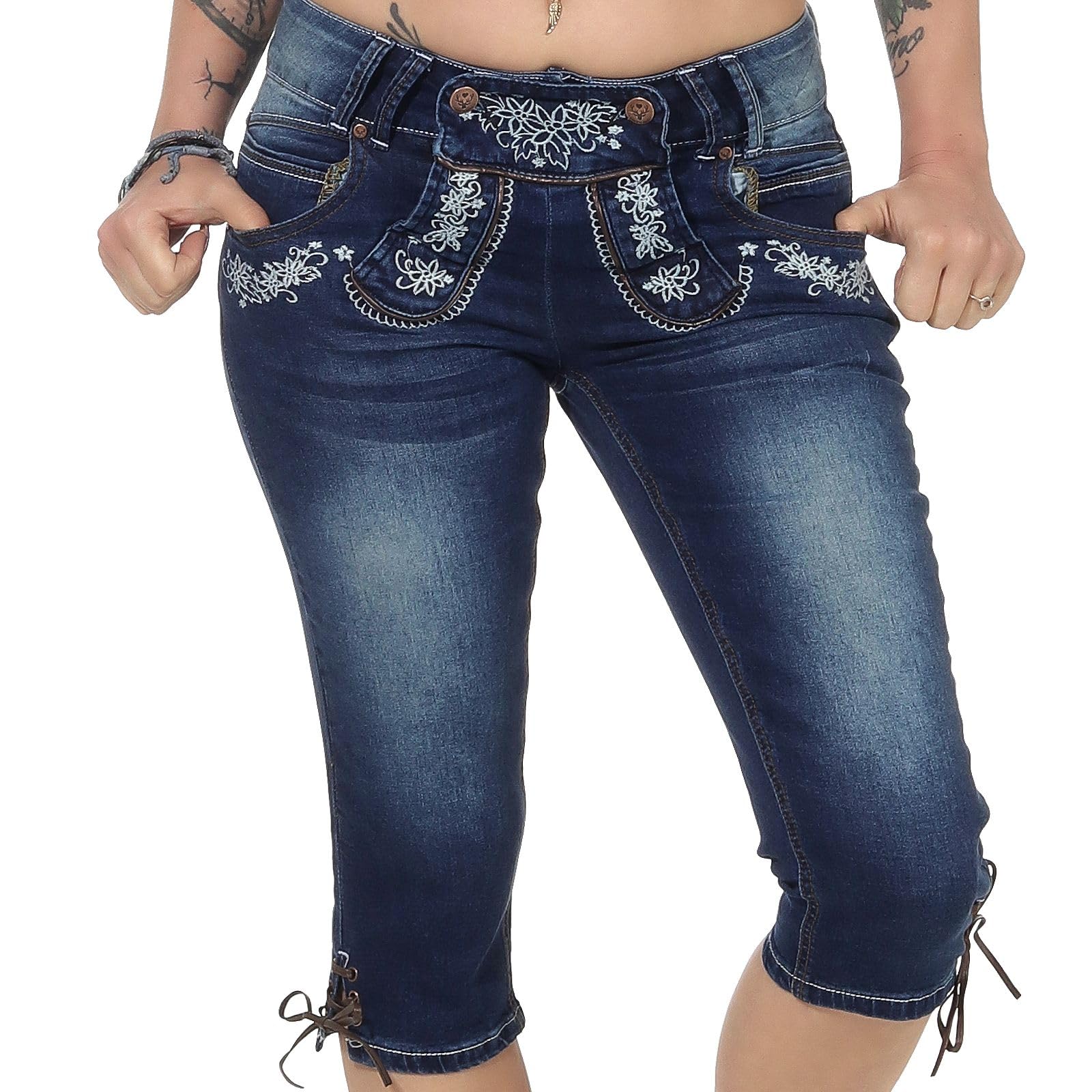 Hailys Damen Capri-Hose Trachten Jeans Stretch-Shorts Sussi GHT-0915319