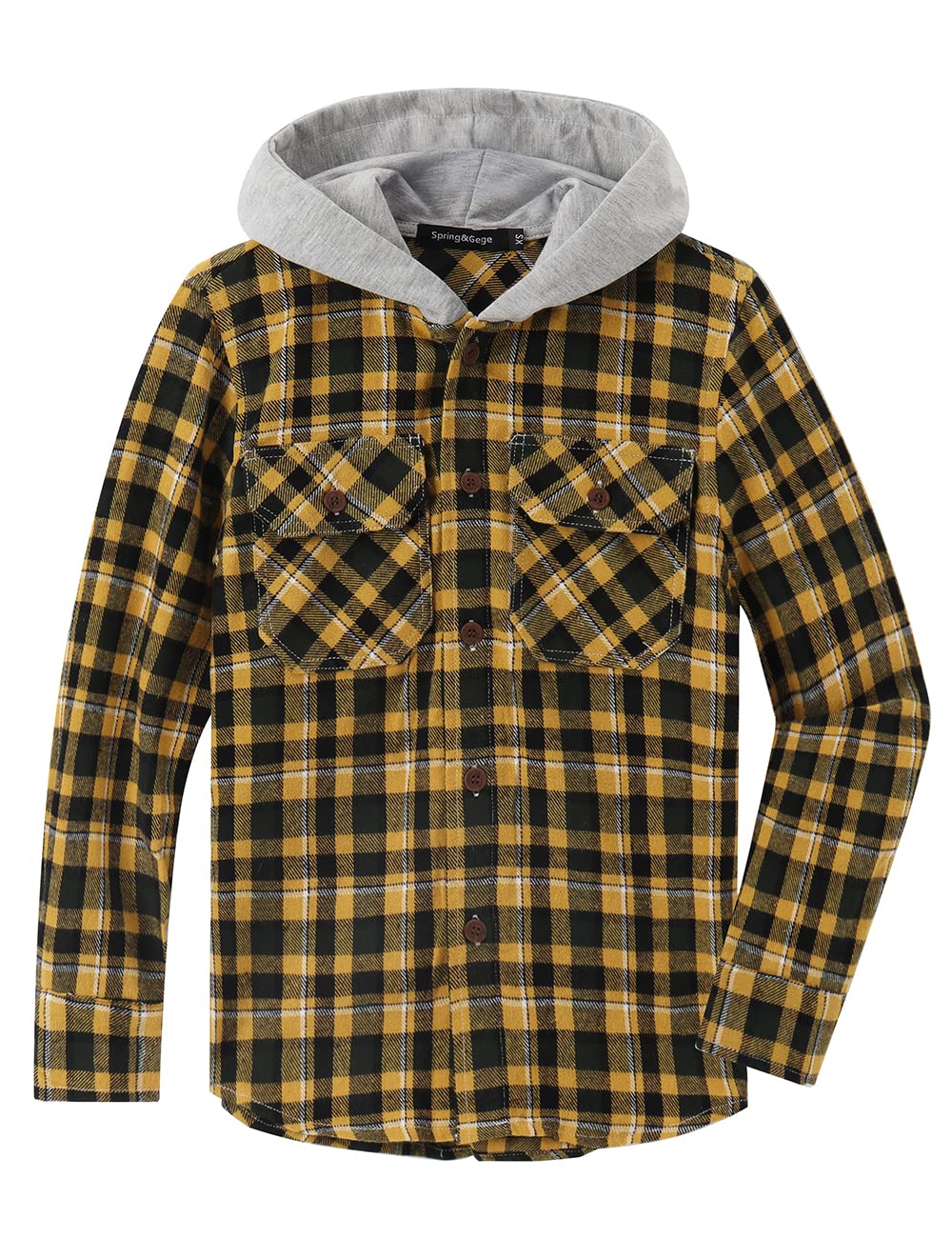 Spring&Gege Camisa de franela a cuadros de manga larga para niños