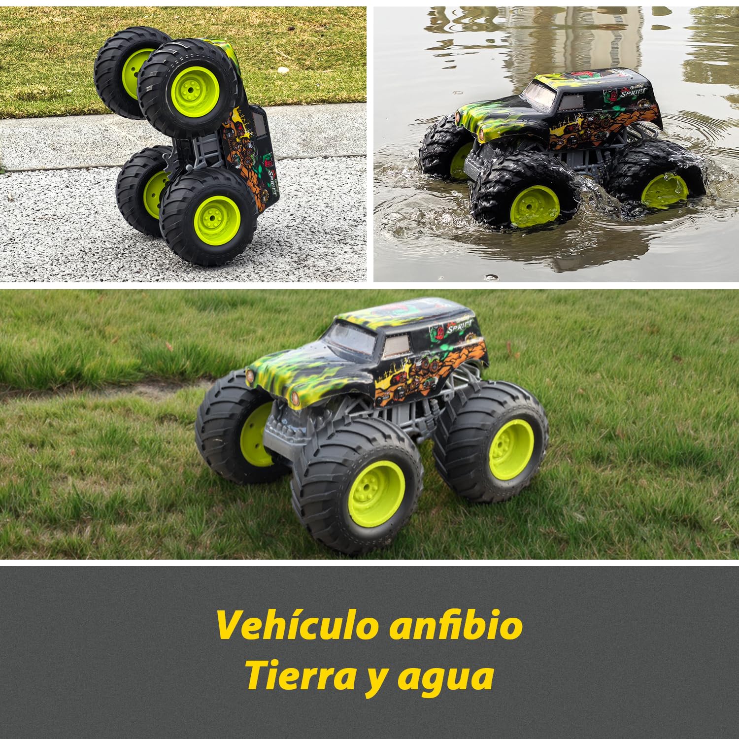 PENGBU RC 1:16 Coche Teledirigido Niños 4 Años, Monster Truck Teledirigido con Luces, 360° Rotation, ¡Anda sobre 2 Ruedas y Hace el Pino, Coches Teledirigidos para Niños de 4, 6, 8 Años