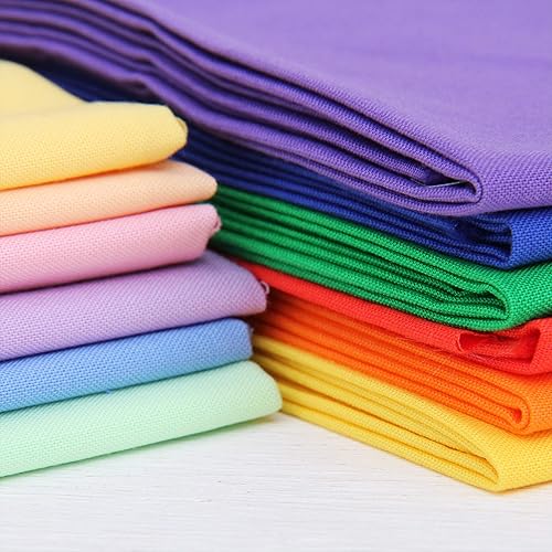 Miniatura 3 de Threadart Paquete de 12 cuartos de grasa  Arco iris y pastel sólidos 100% tela de algodón  Tela de acolchado 100% algodón premium  Sin duplicados